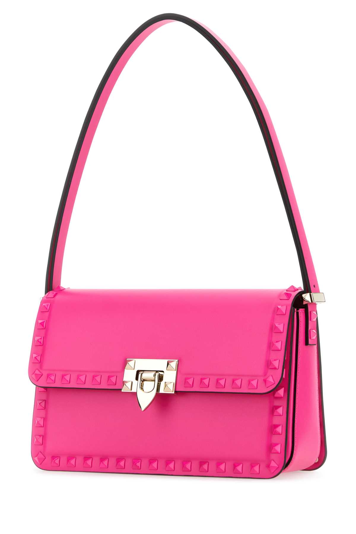 Shop Valentino Pink Pp Leather Rockstud Shoulder Bag In Pinkpp