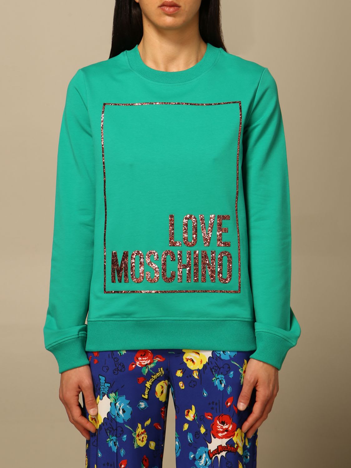 Love Moschino Sweatshirt Love Moschino Cotton Sweatshirt With Glitter Logo