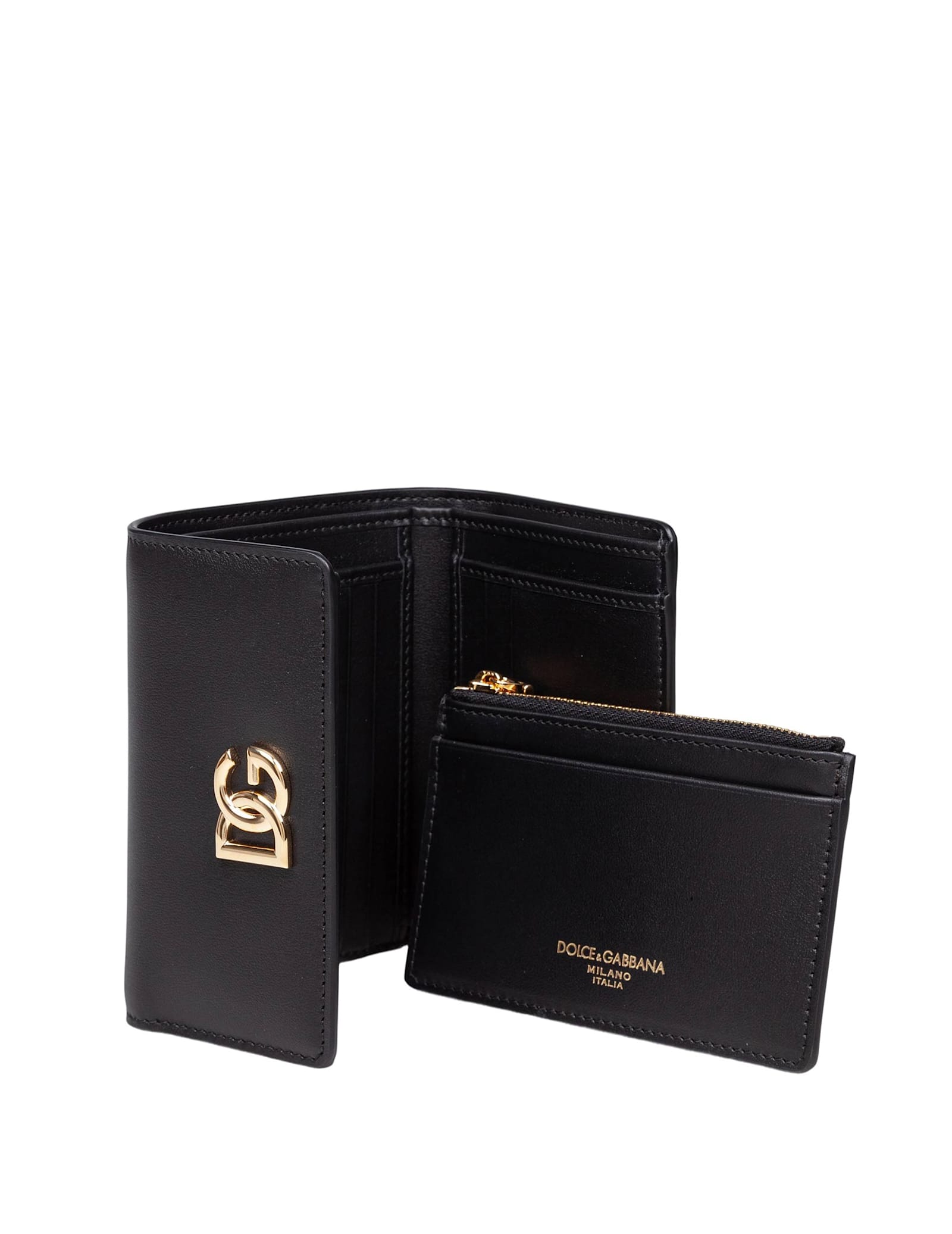Dolce & Gabbana Dg Logo Leather Wallet In Black
