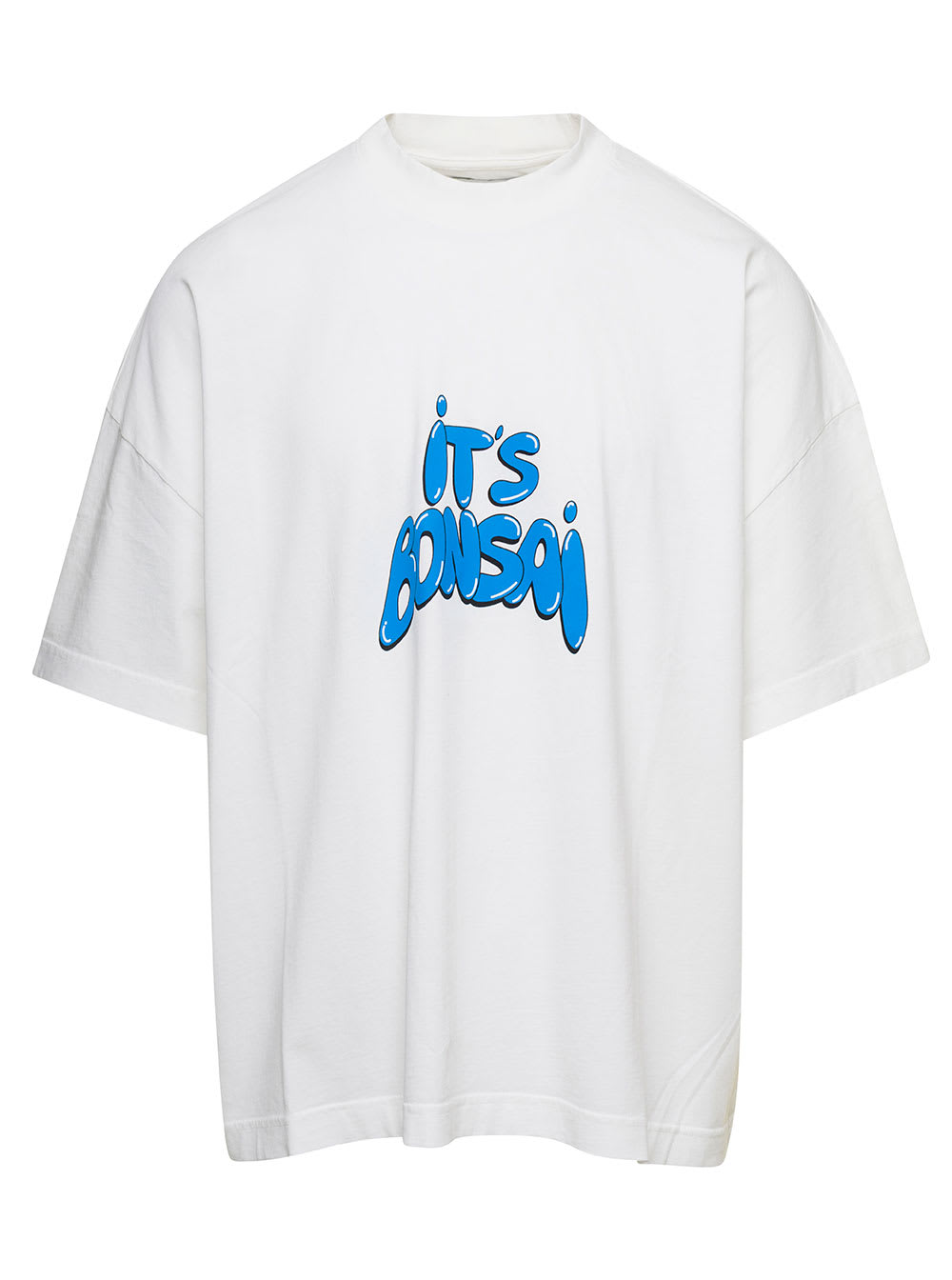 Oversized White T-shirt With Logo Print In Cotton Man