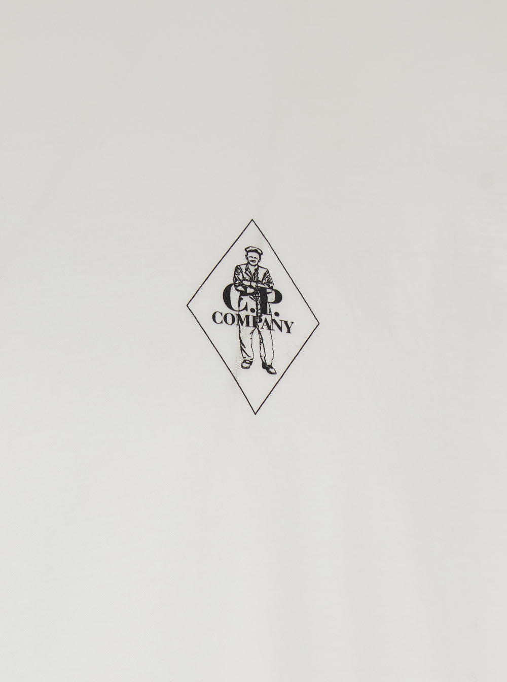 C.p. Company White Crewneck T-shirt With Logo Detail On The Front In White