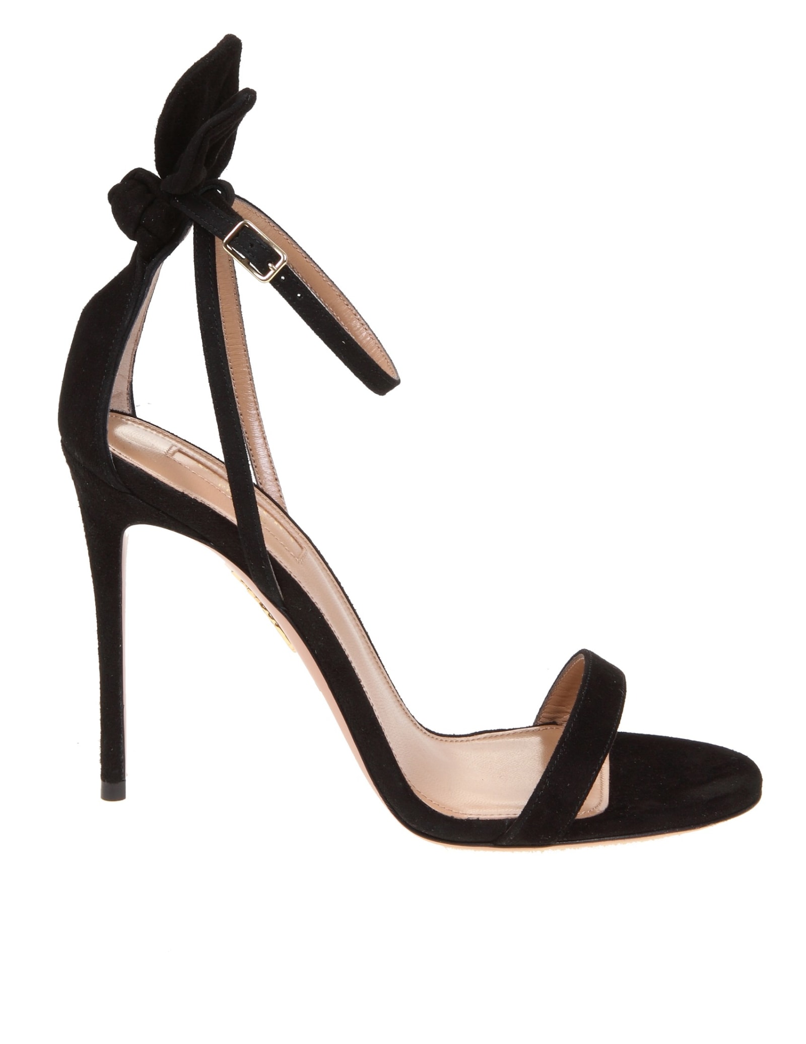 Shop Aquazzura Bow Tie 105 Sandal In Black Suede