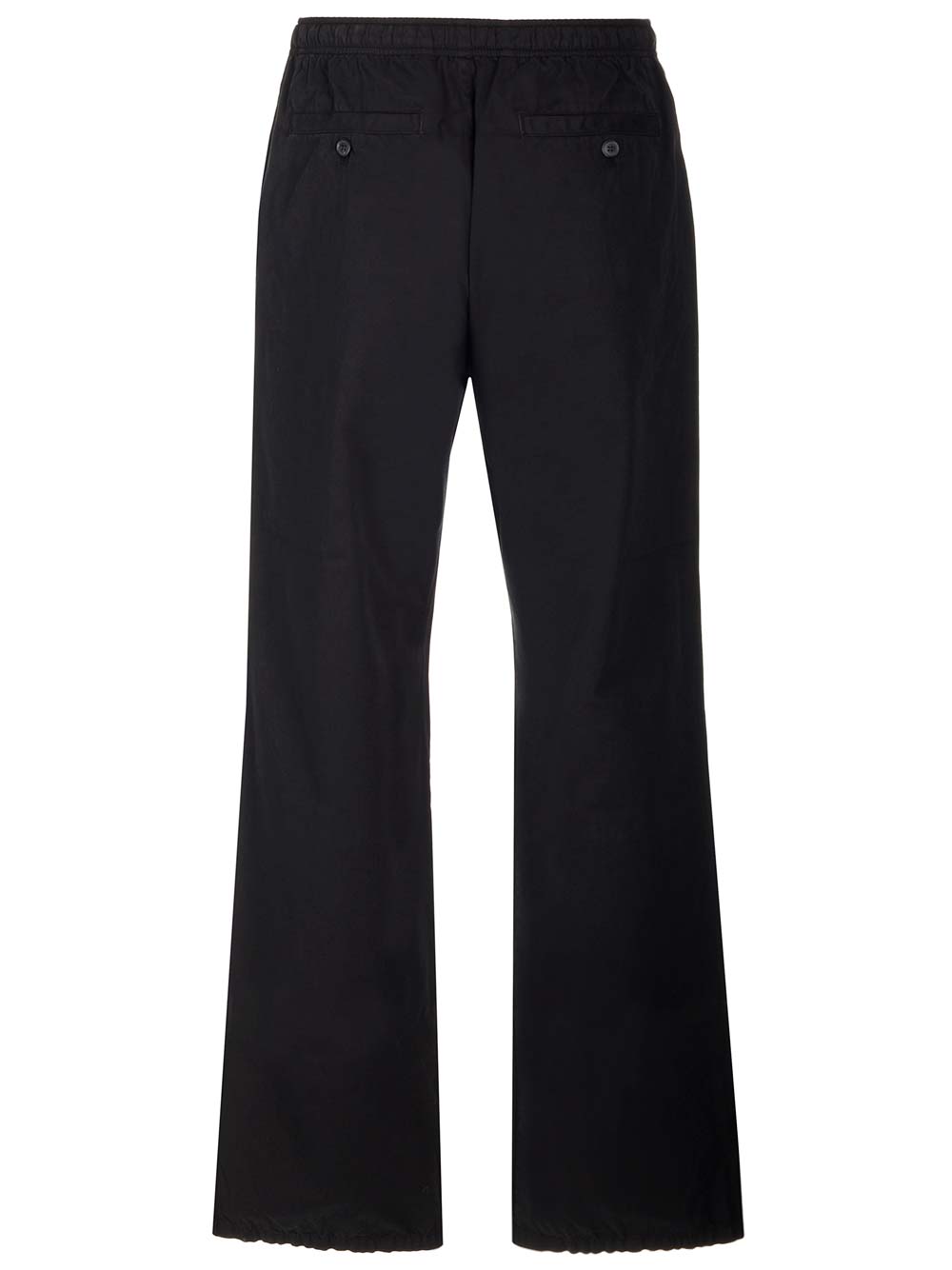 Shop Palm Angels Wide Cotton Pants In Nero/bianco