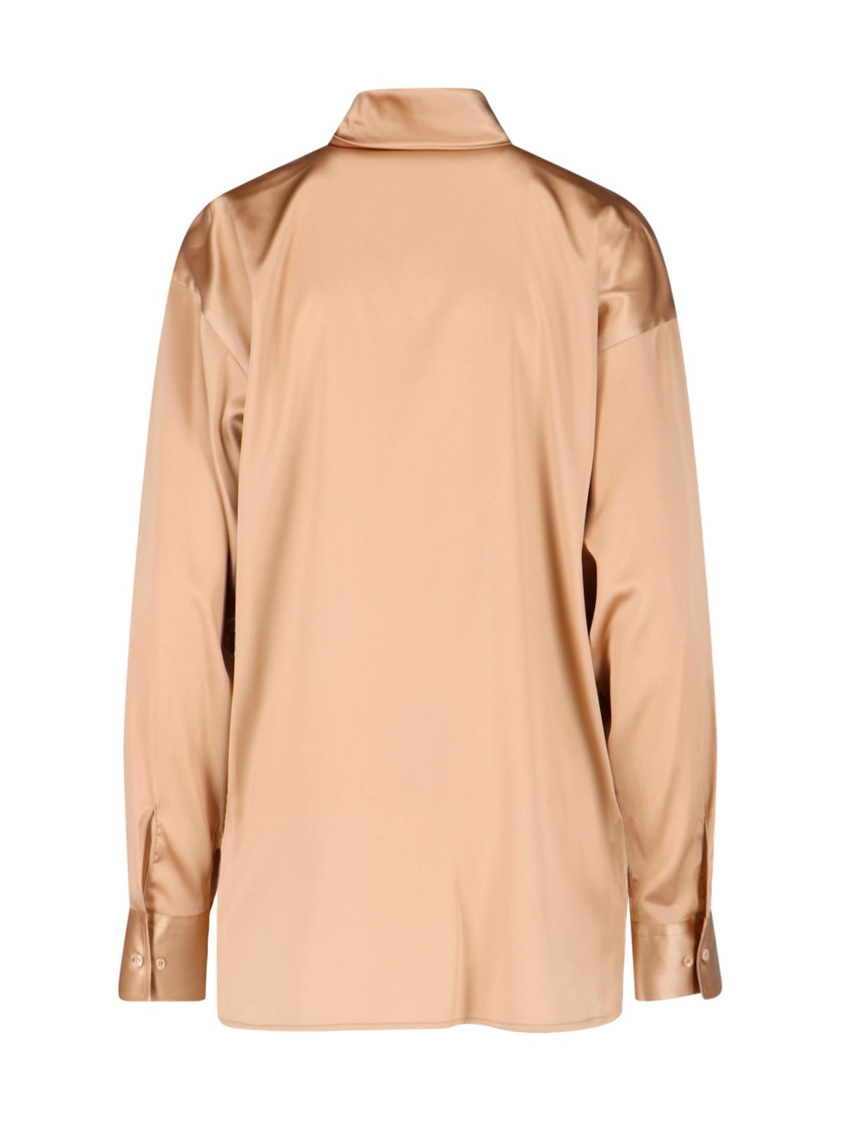 Ermanno Scervino Satin Long Sleeve Top With Bow Detail In Neutral