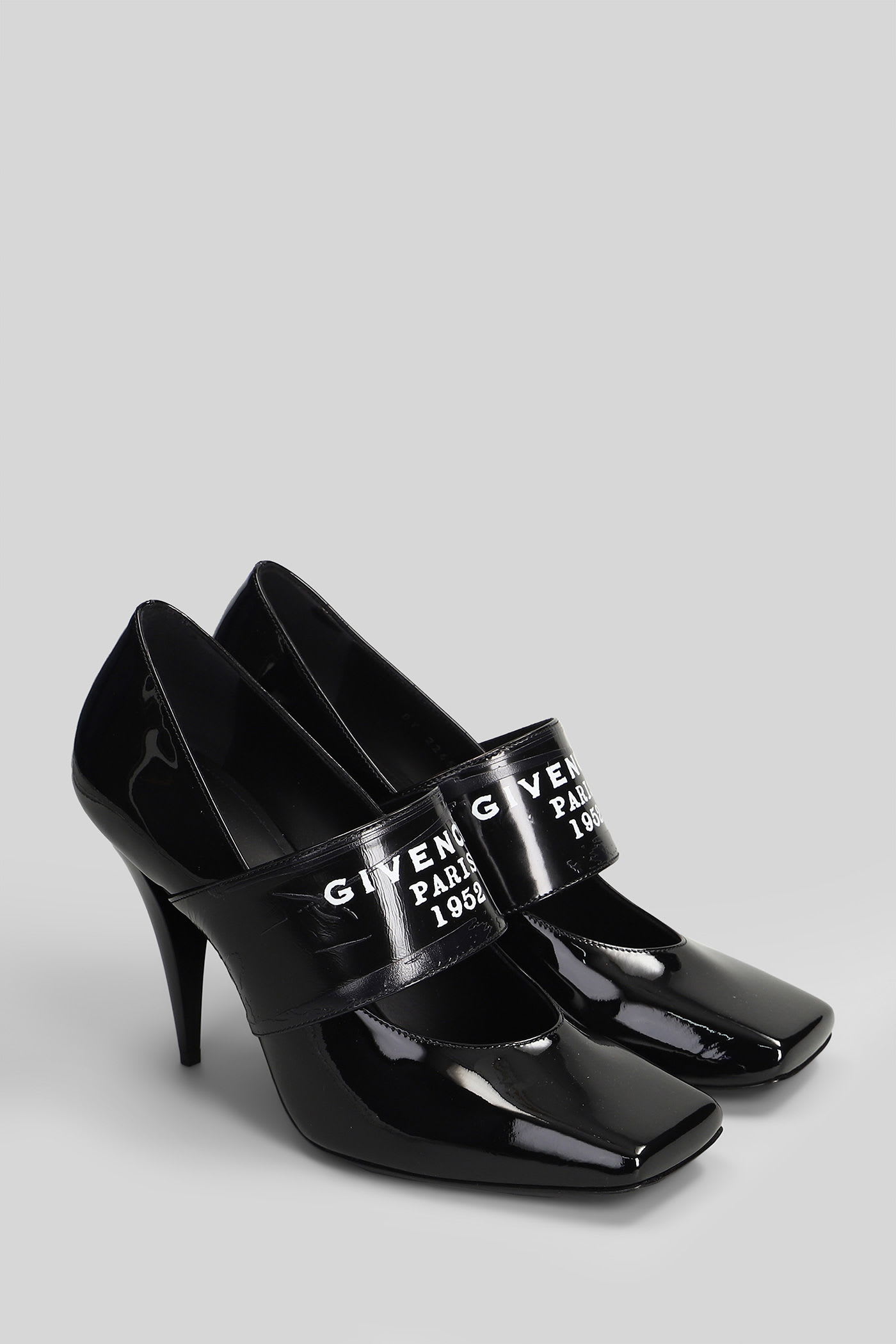 Givenchy Tape Sliced Square Pumps In Patent Leather In Black