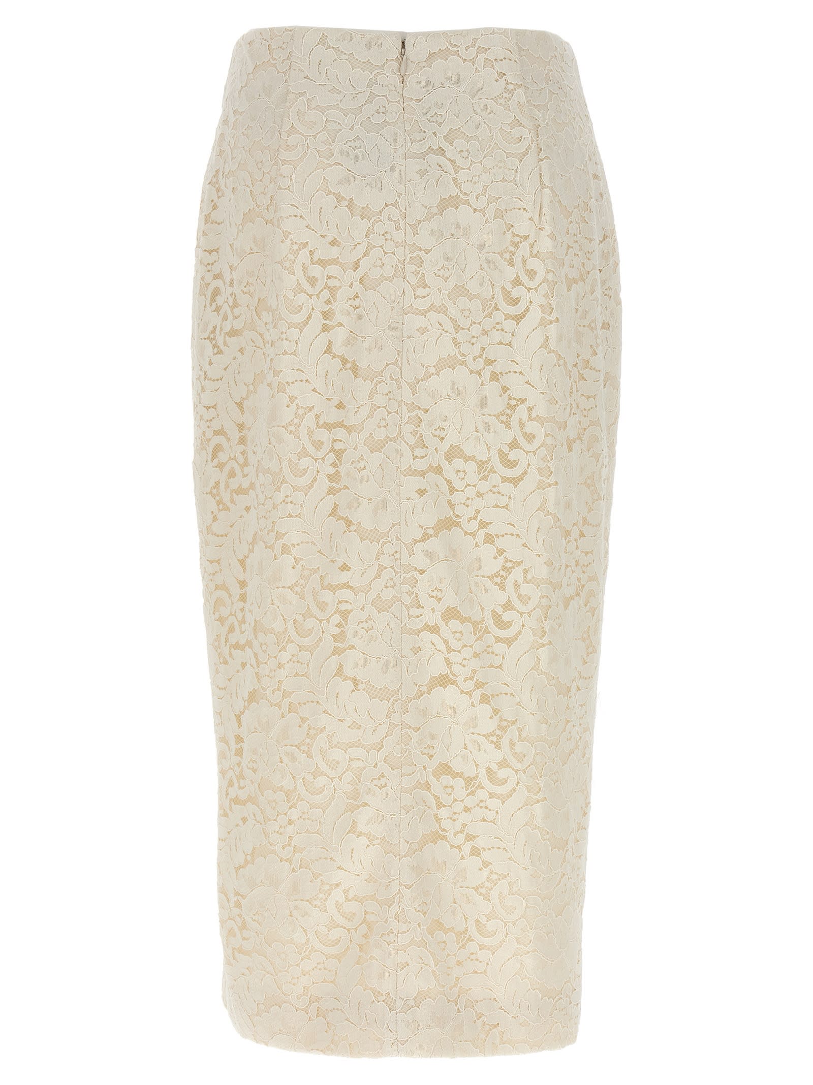 Shop Self-portrait Cream Cord Lace Split Midi Skirt In White