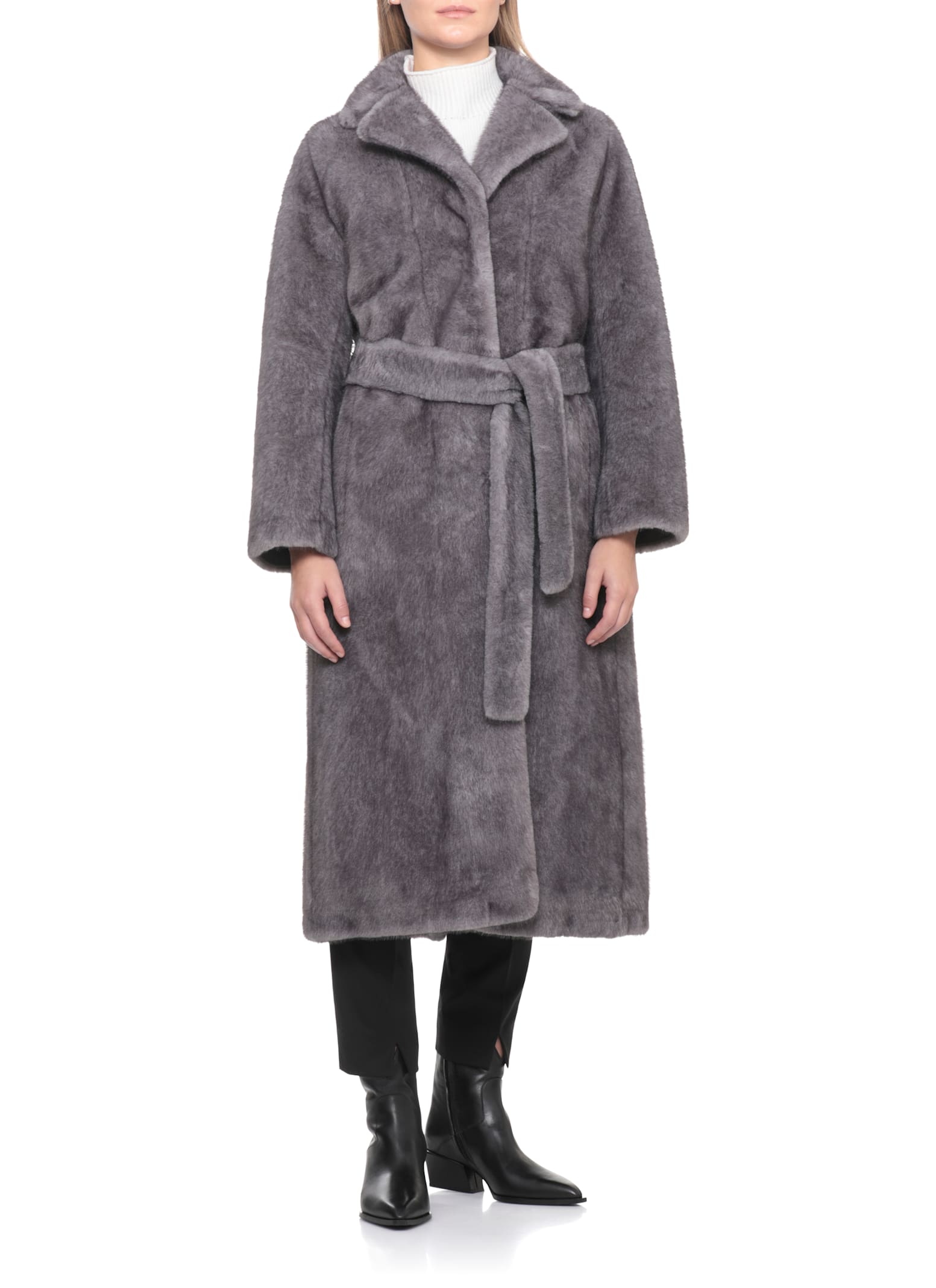 Valentini 1972 Synth Fur Coat In Gray