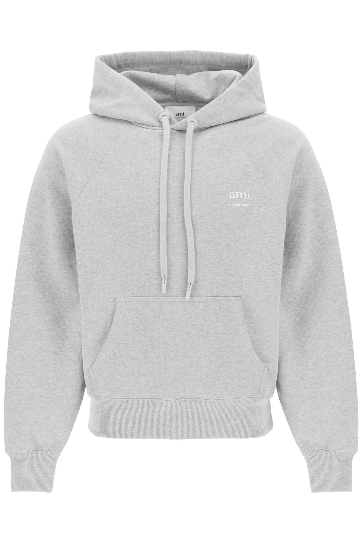 Shop Ami Alexandre Mattiussi Organic Cotton Hoodie With Hood In Gris Cendre Chine (grey)