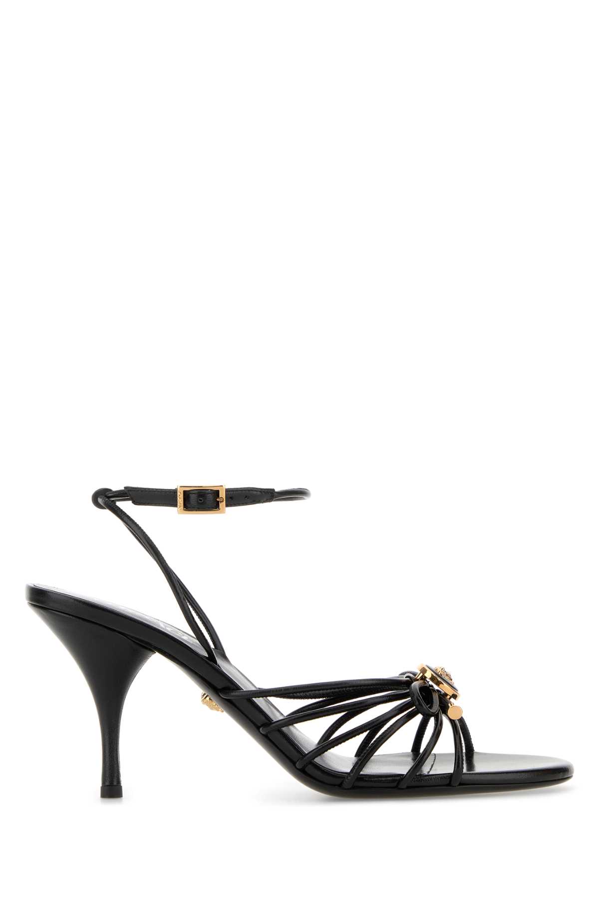 Versace Nappa Leather Sandals Strappy Design Ankle Strap In Animal Print