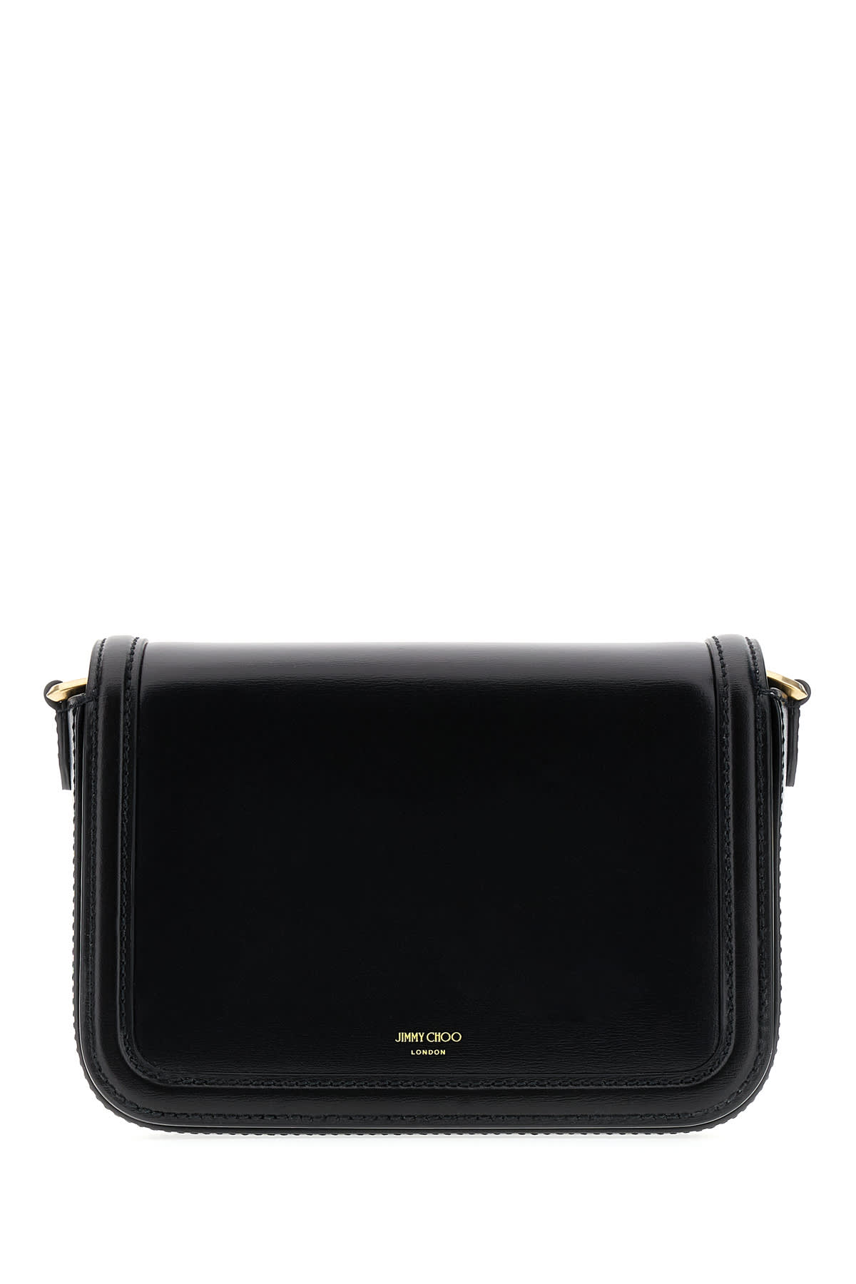 Shop Jimmy Choo Black Leather Diamond Crossbody In Blkgold