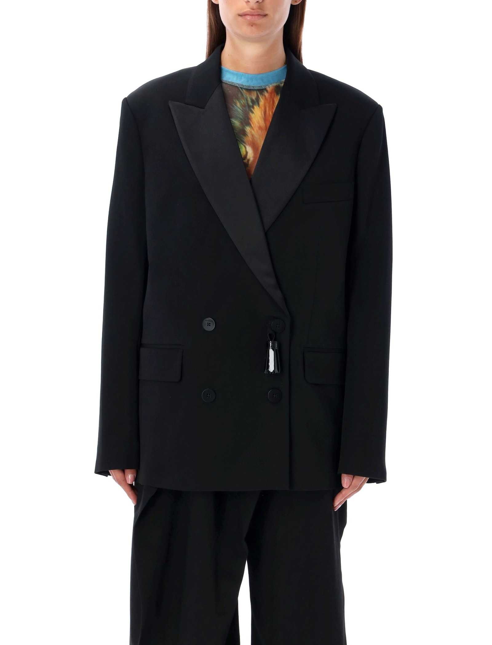 Shop Jw Anderson Tassle Tuxed Jacket In Black