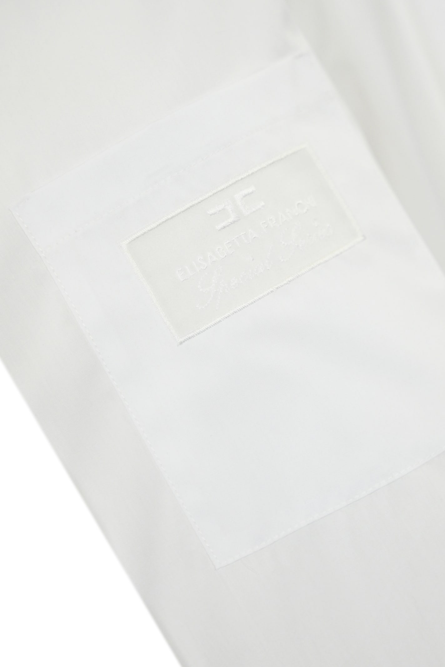 Elisabetta Franchi Poplin Shirt With Embroidered Logo In Bianco