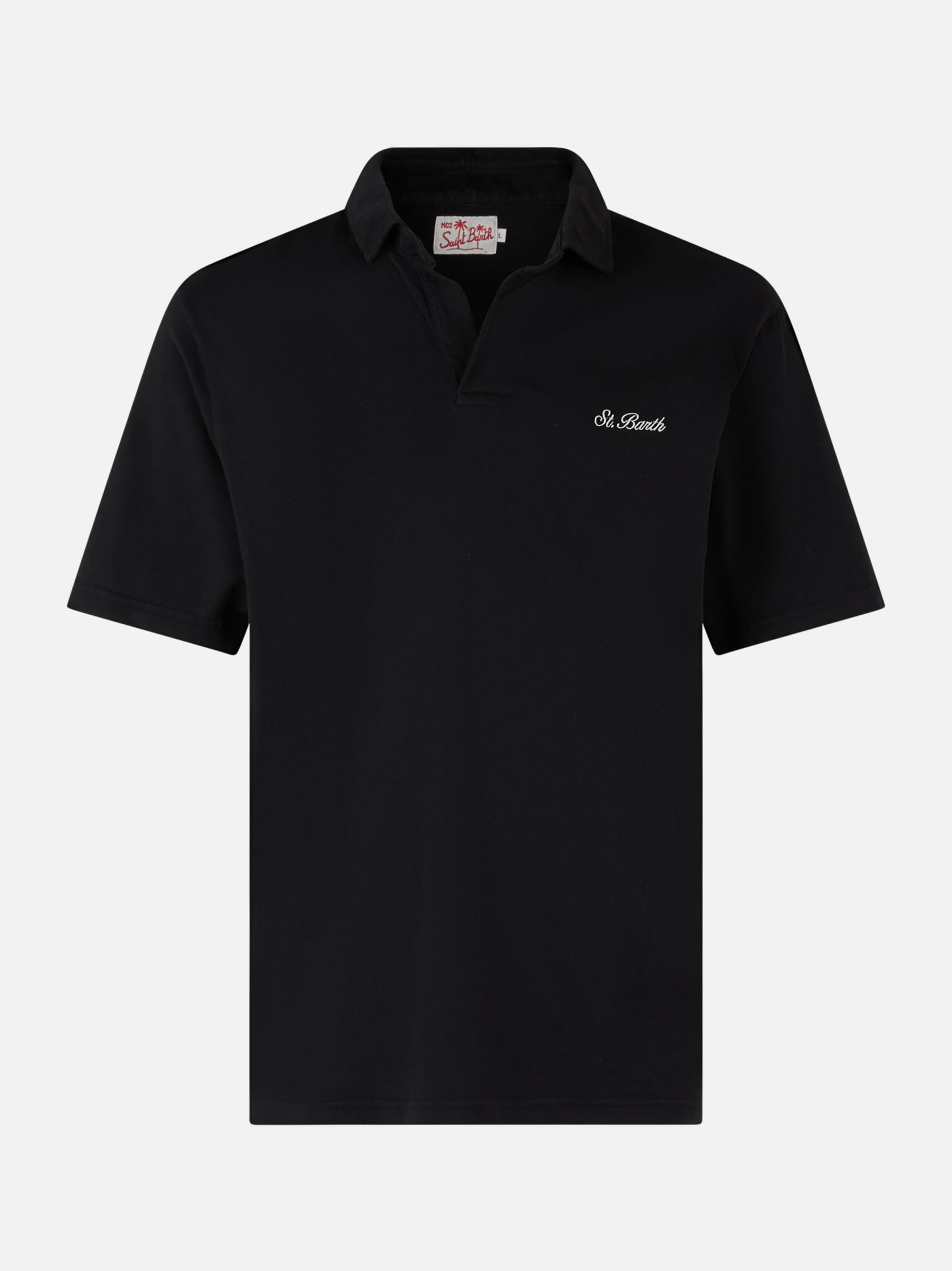 Mc2 Saint Barth Brighton Polo In Black Cotton In Black