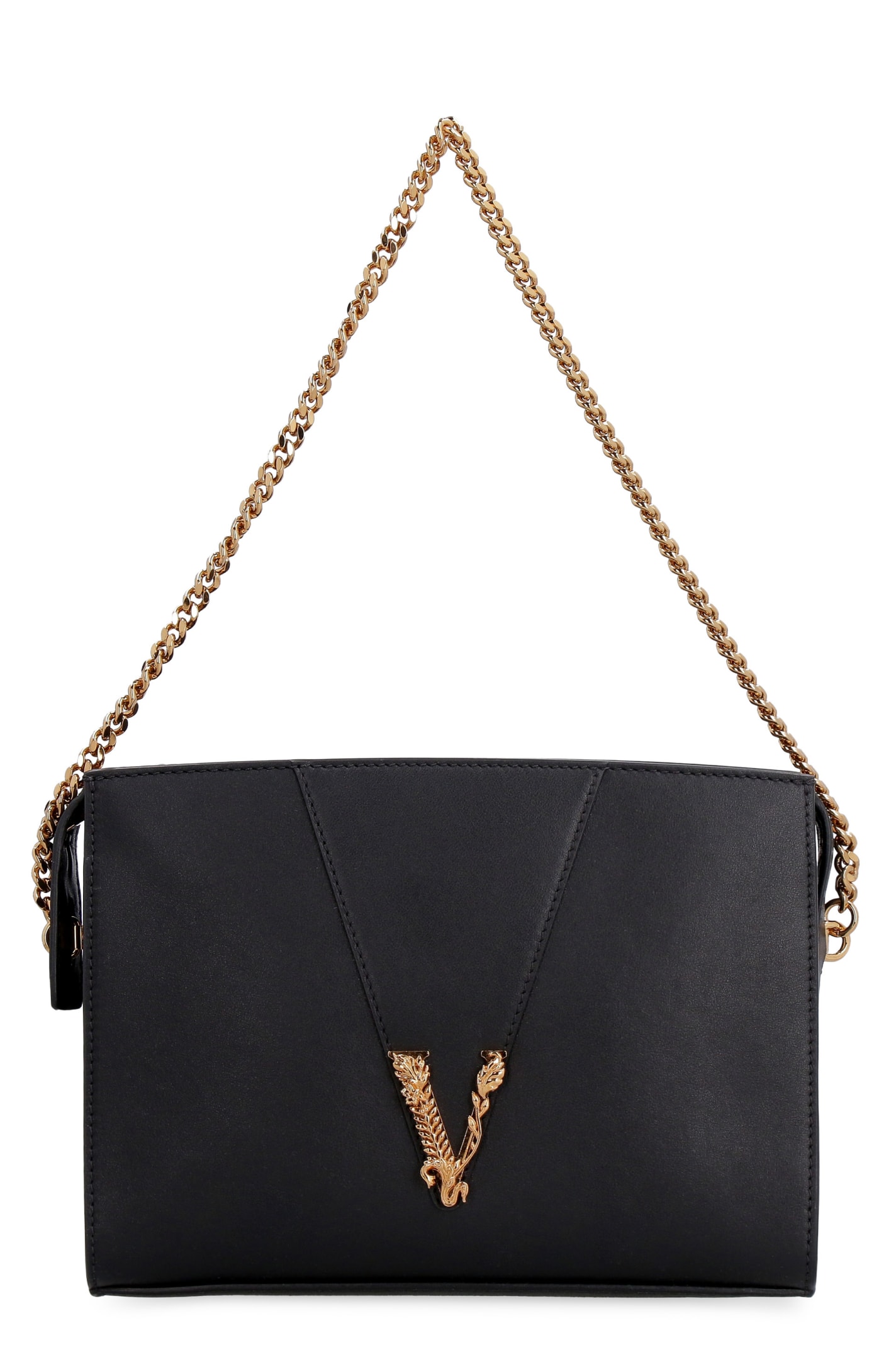 Versace Virtus Leather Shoulder Bag