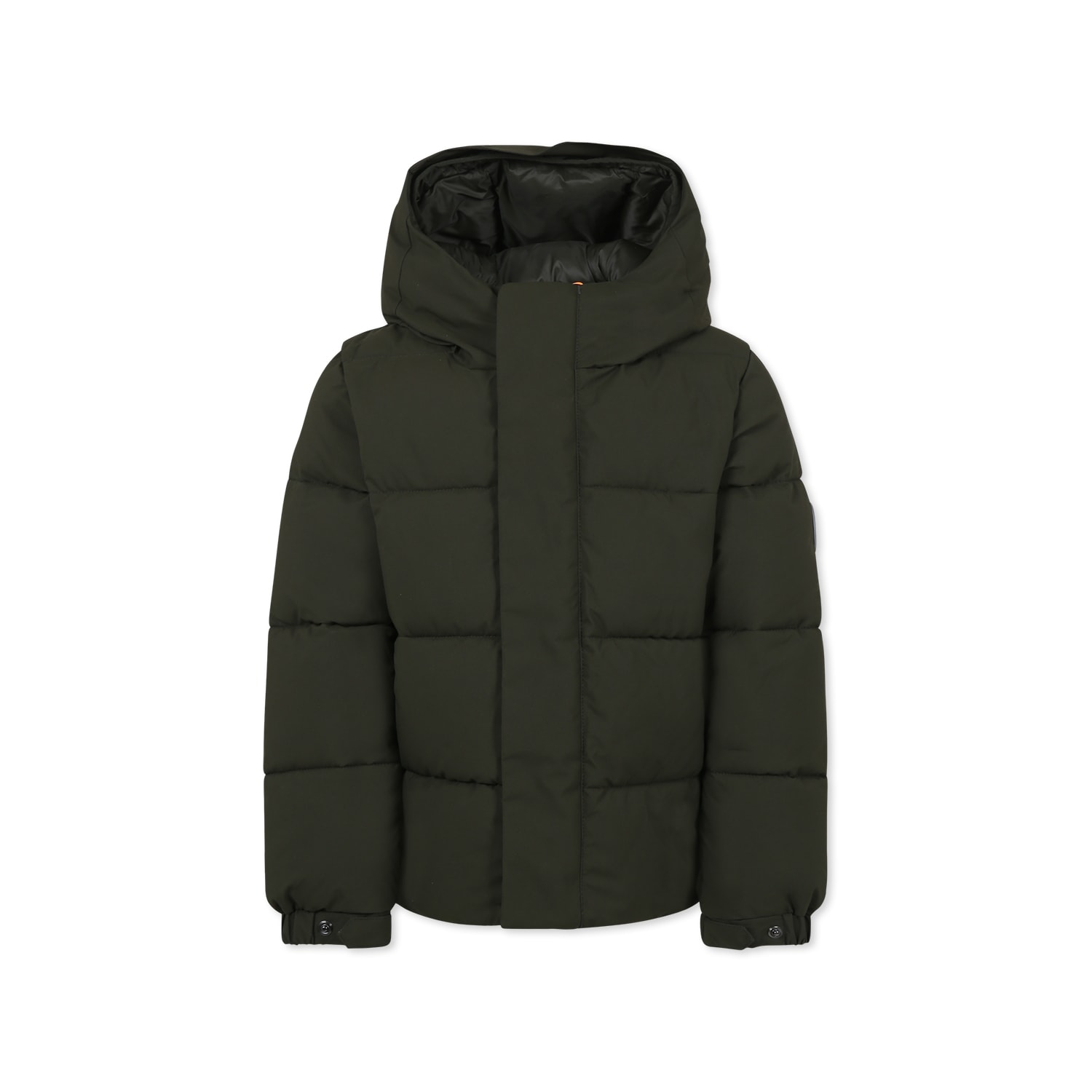 Save The Duck Kids' Green Down Jacket For Boy With Logo