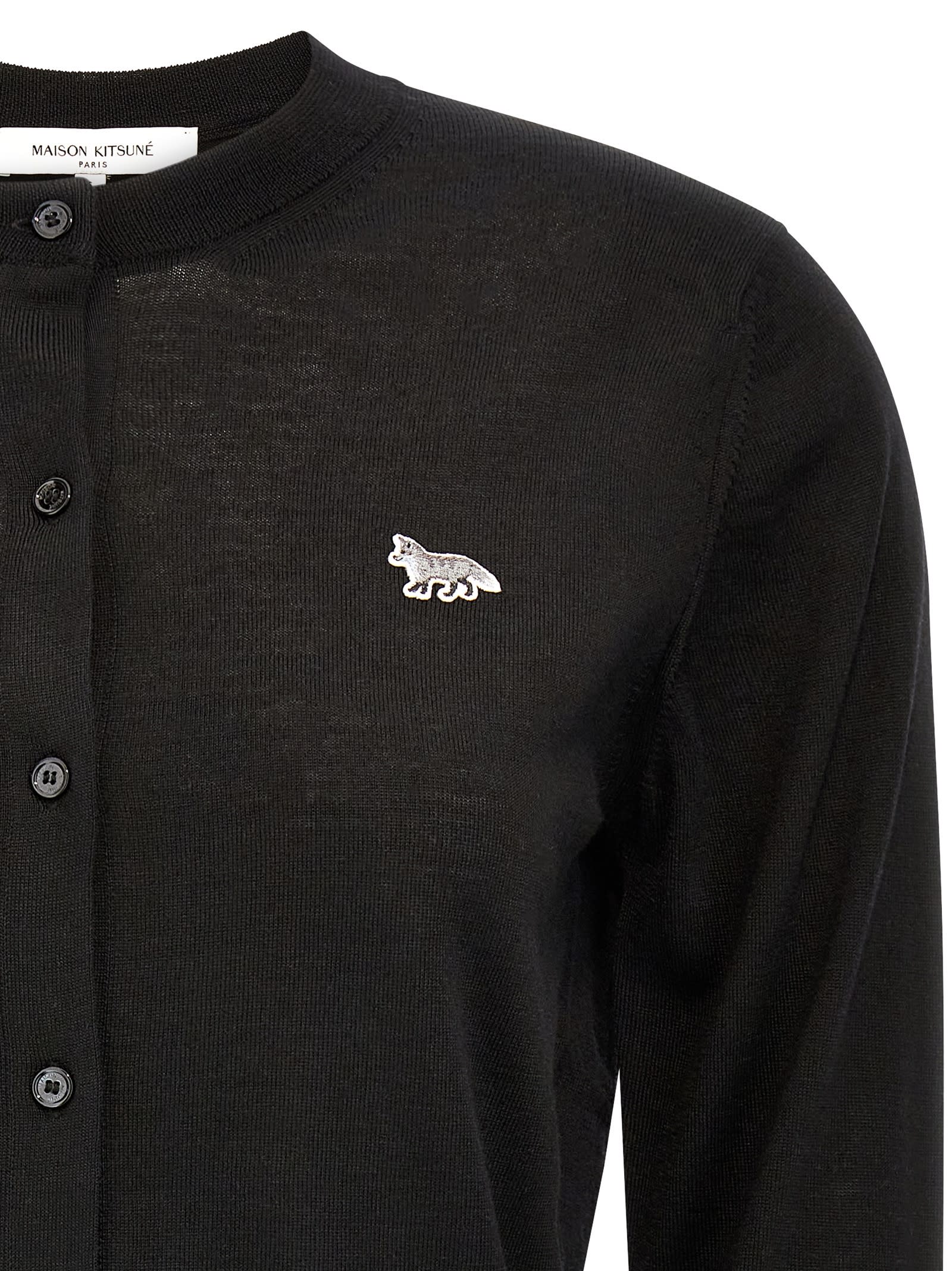 Shop Maison Kitsuné Baby Fox Cardigan In Black