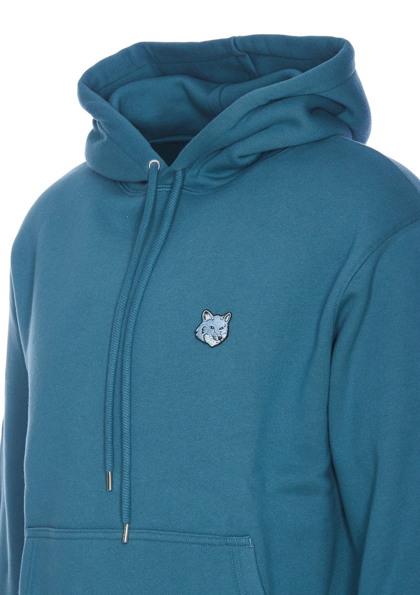 Shop Maison Kitsuné Bold Fox Head Patch Hoodie In Blue