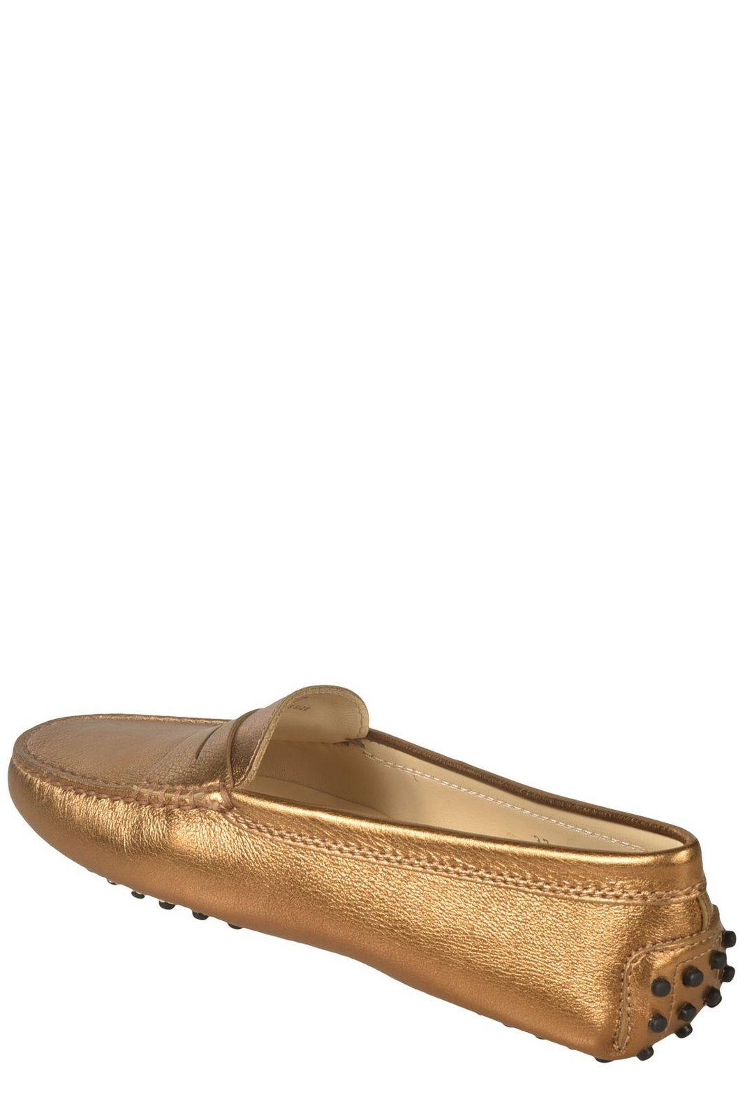 Shop Tod's Metallic-finish Slip-on Loafers In C811