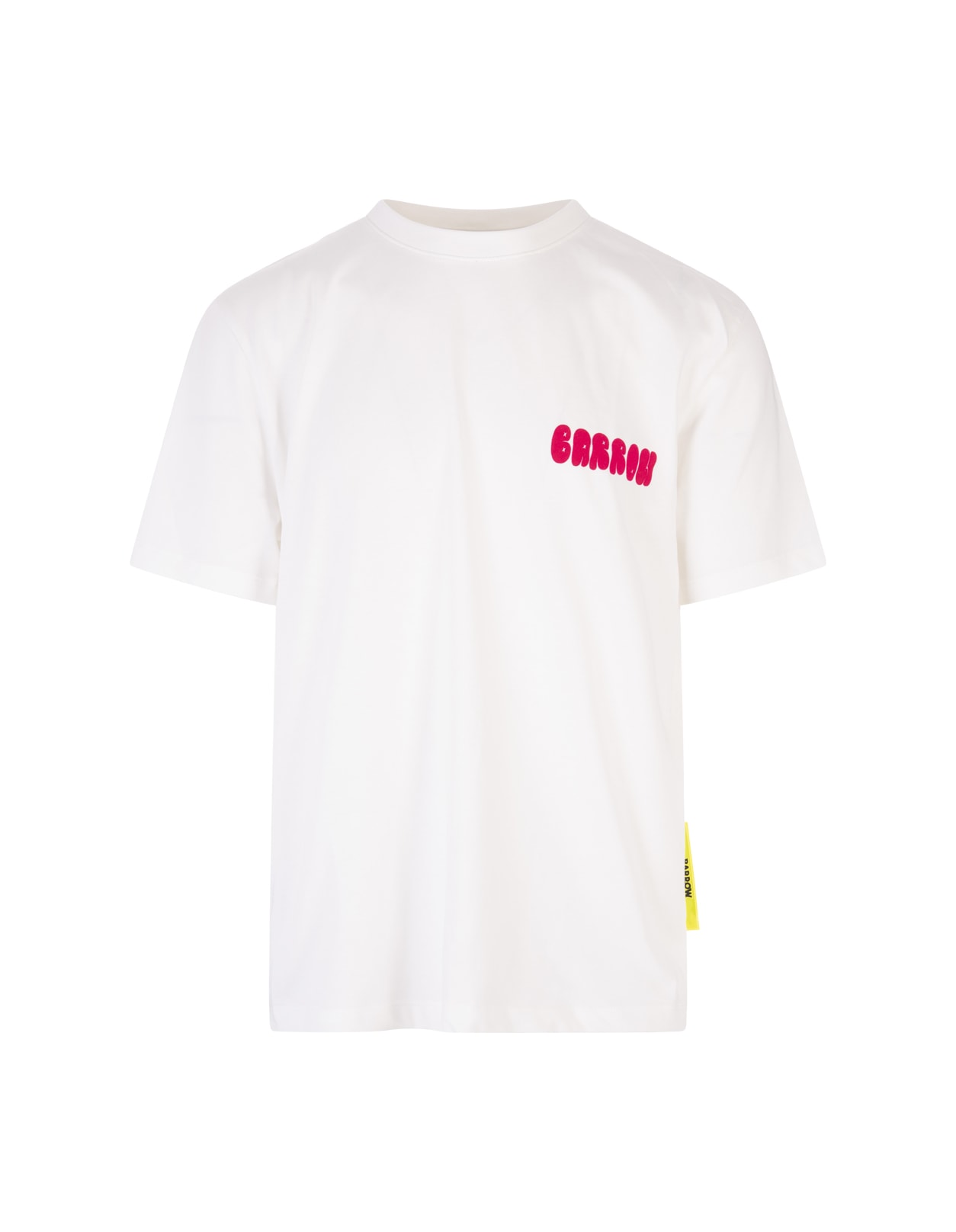 Barrow Unisex White T-shirt With Print Decorated With Rhinestones And Sequins