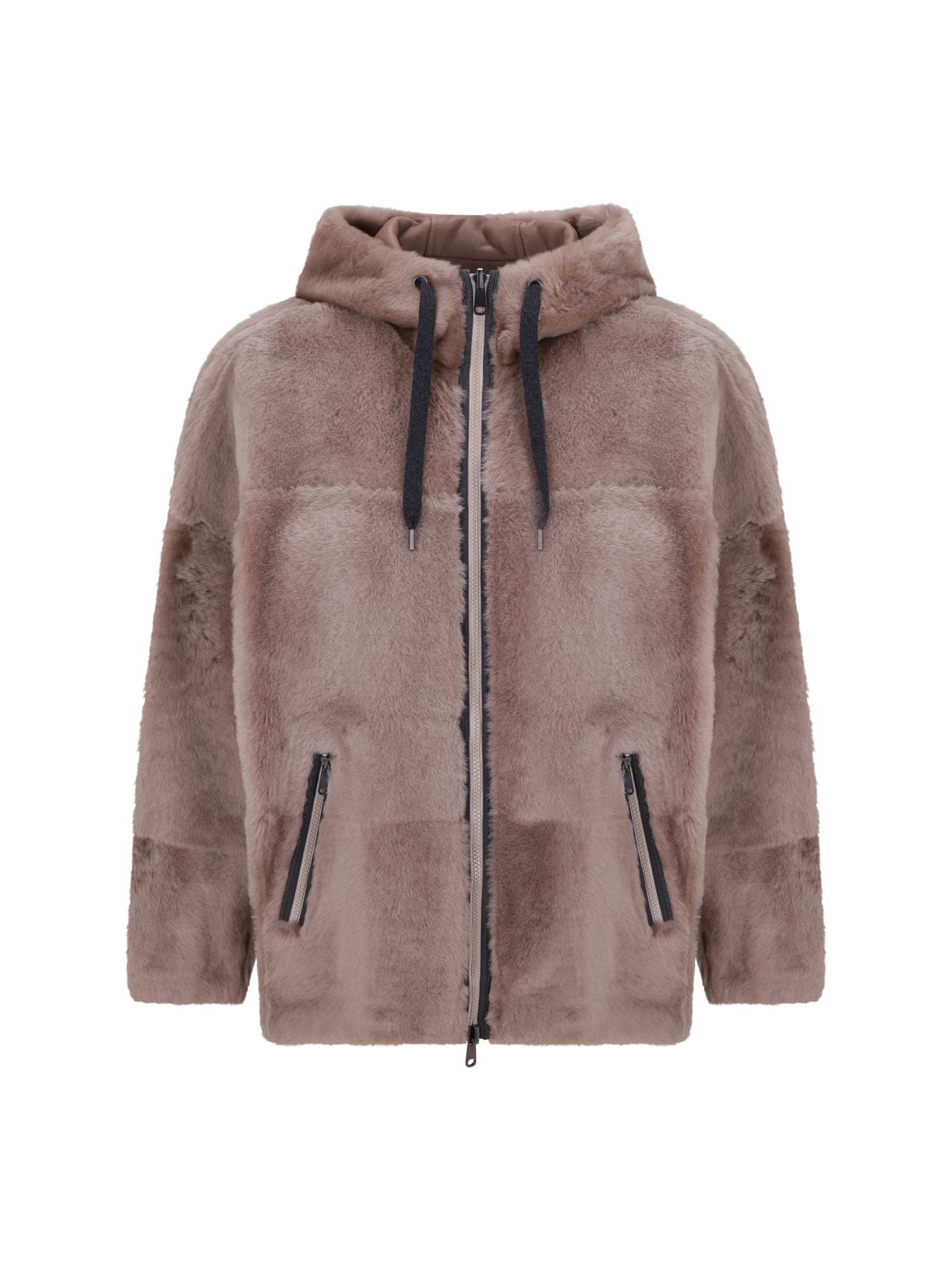 Shearling Reversible Parka With Shiny Trim