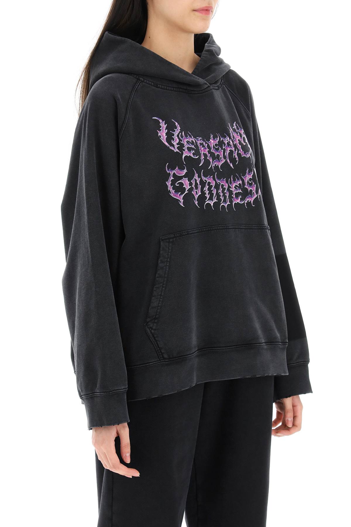 Versace Logo-print Cotton Hoodie In Black (black)
