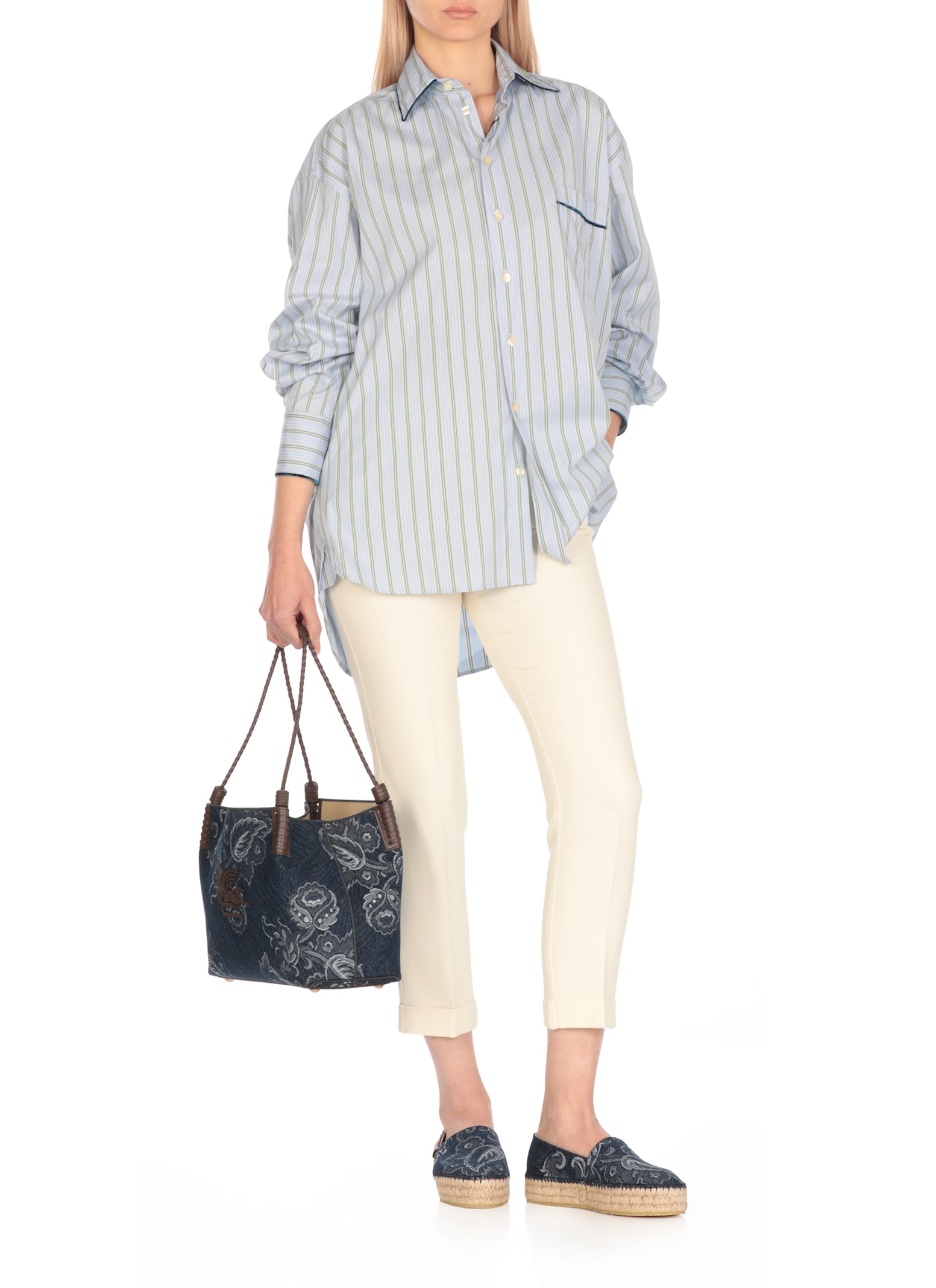 Shop Etro Cotton Shirt In Light Blue