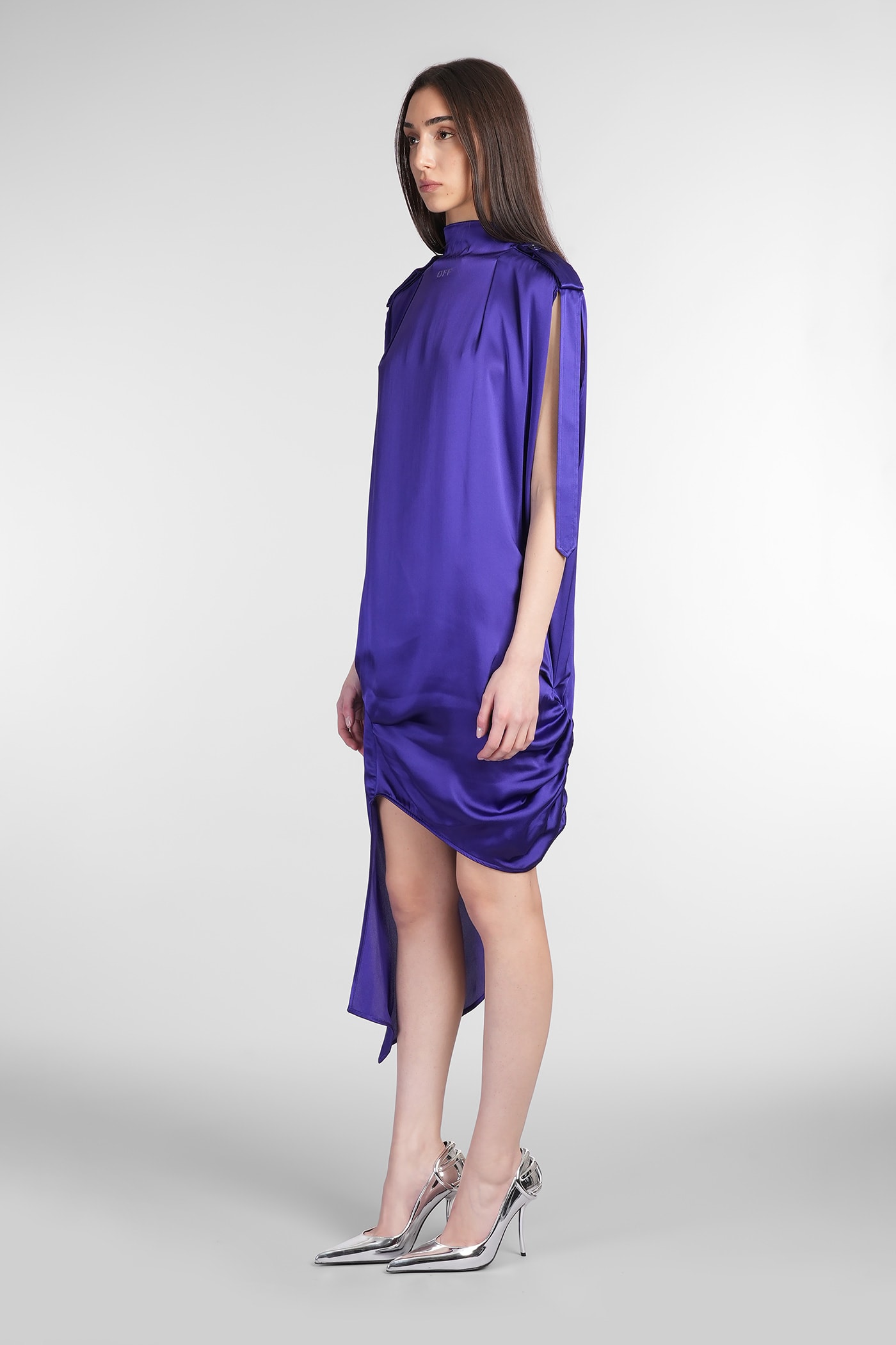 Off-white Dress In Viola Acetate In Viola
