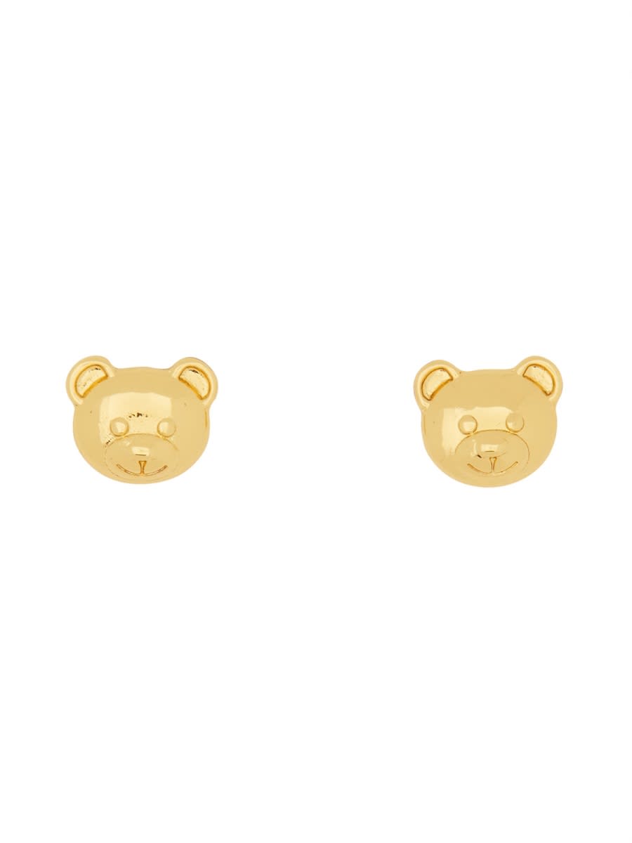 Shop Moschino Orecchini Piccoli Teddy Bear In Gold