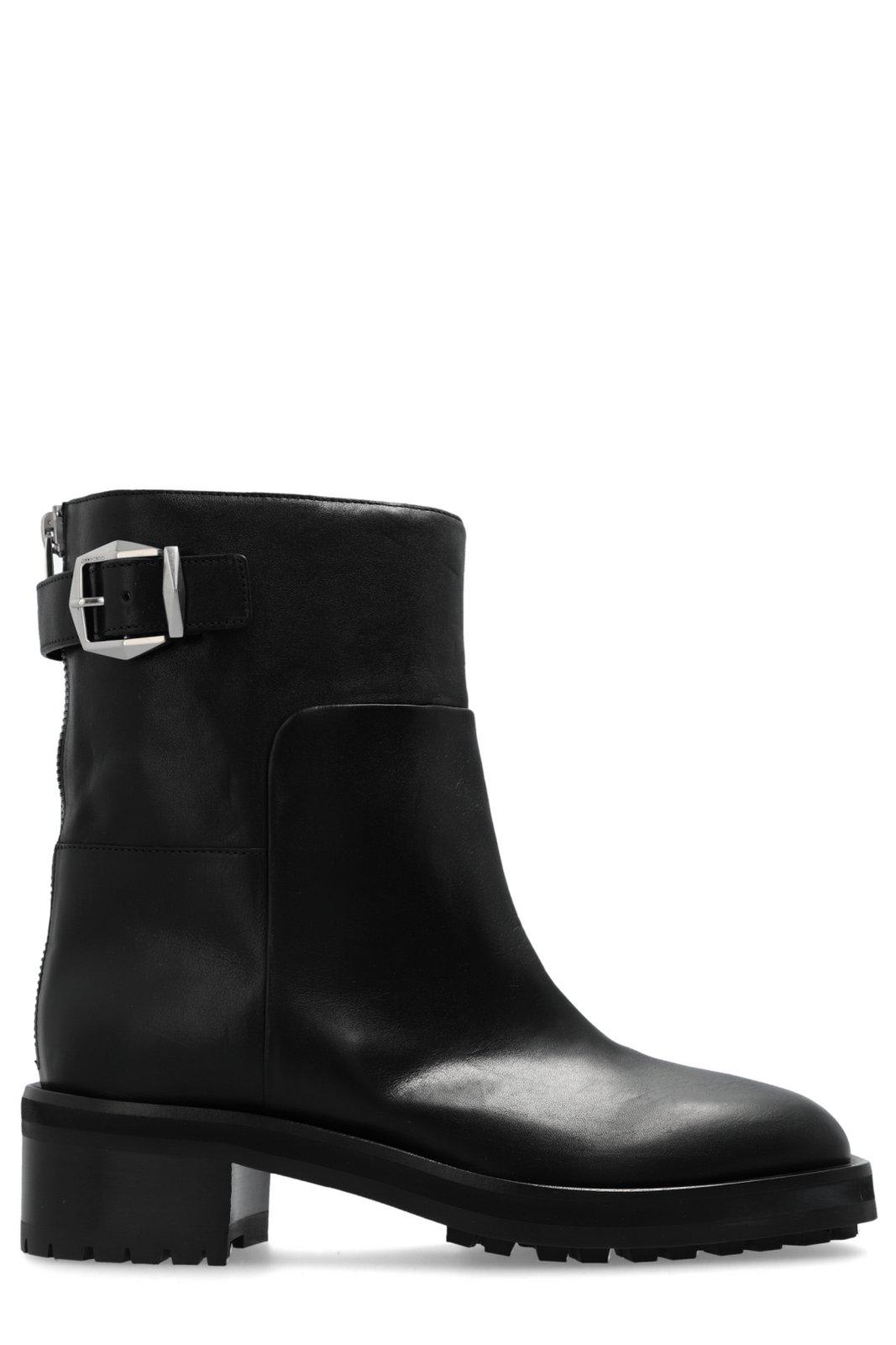 Shop Jimmy Choo Double Buckle Boots In Black