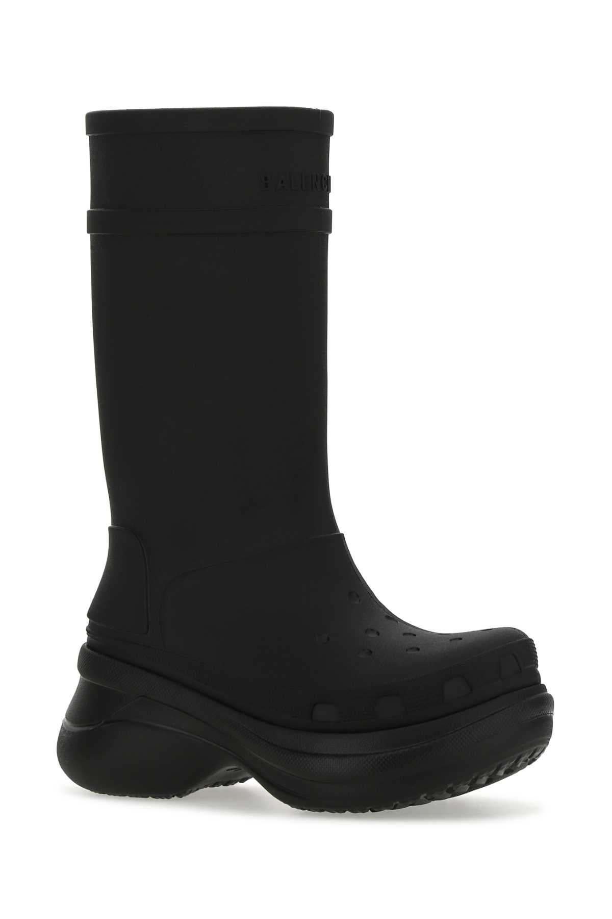 Shop Balenciaga Black Rubber Crocs Boots In 1000