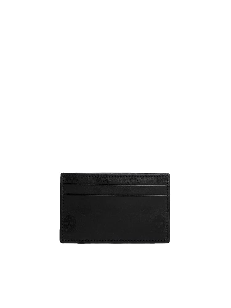 Alexander Mcqueen Leather Card Holder With Iconic Biker Skull Print In Black