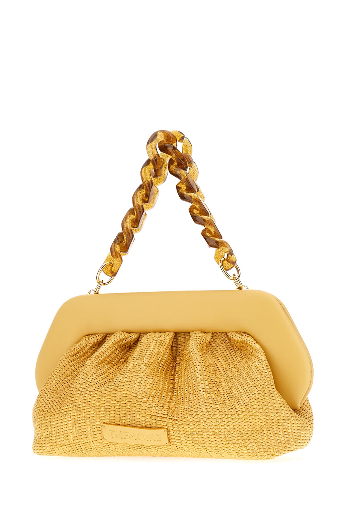 Shop Themoirè Ochre Vegan Leather And Raffia Big Gea Handbag In Chaitea