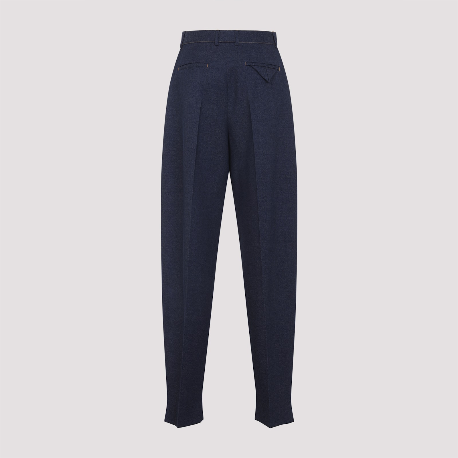 Bottega Veneta High-waisted Tailored Trousers With Subtle Pleats In Blue