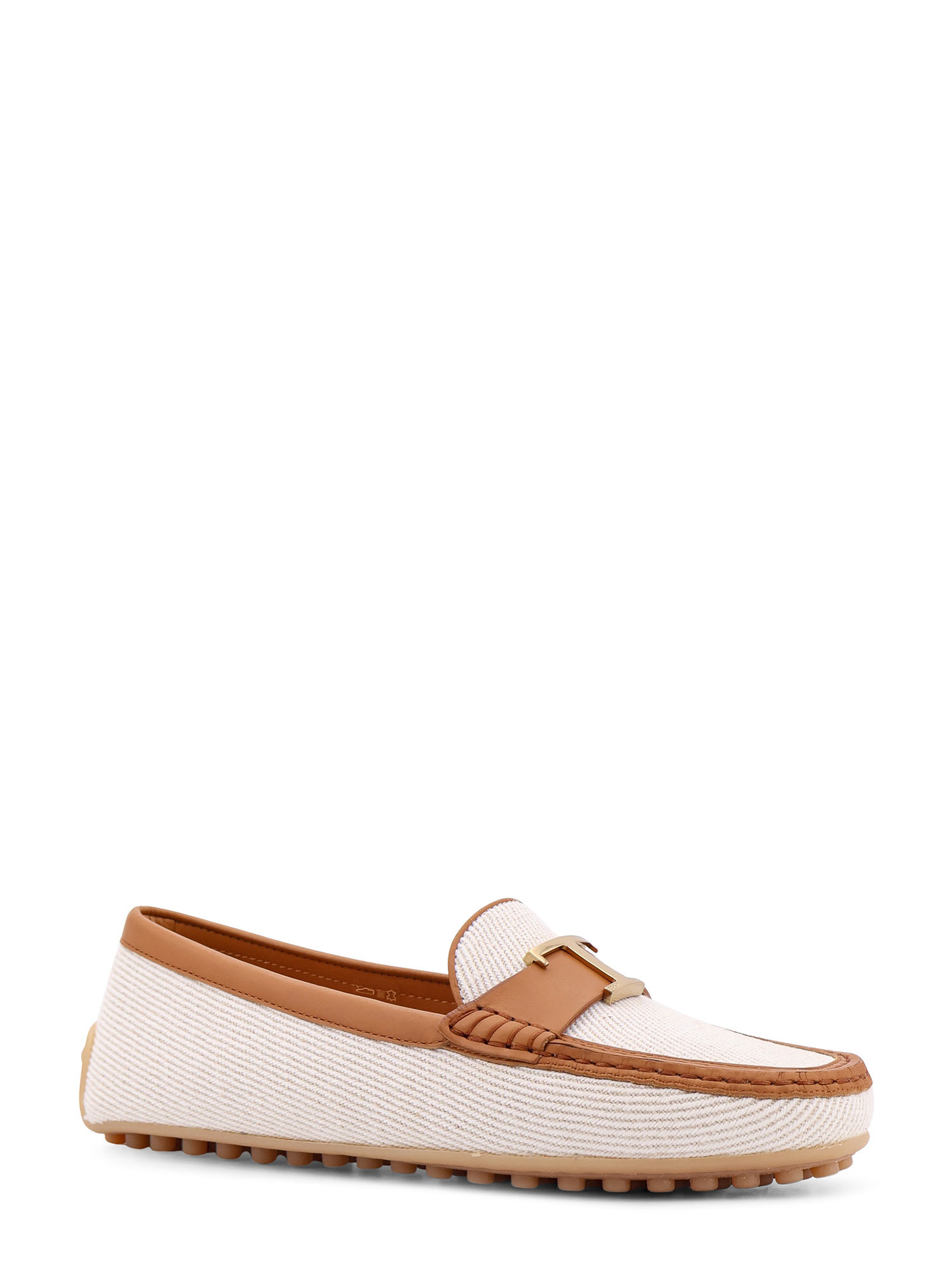 Tod's City Gommino Canvas Loafers In Beige