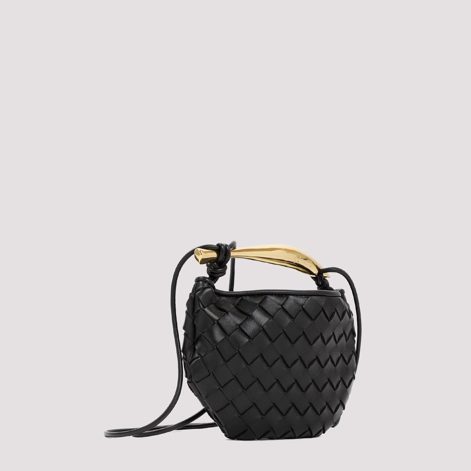 Shop Bottega Veneta Sardine Mini Handbag In Black Brass