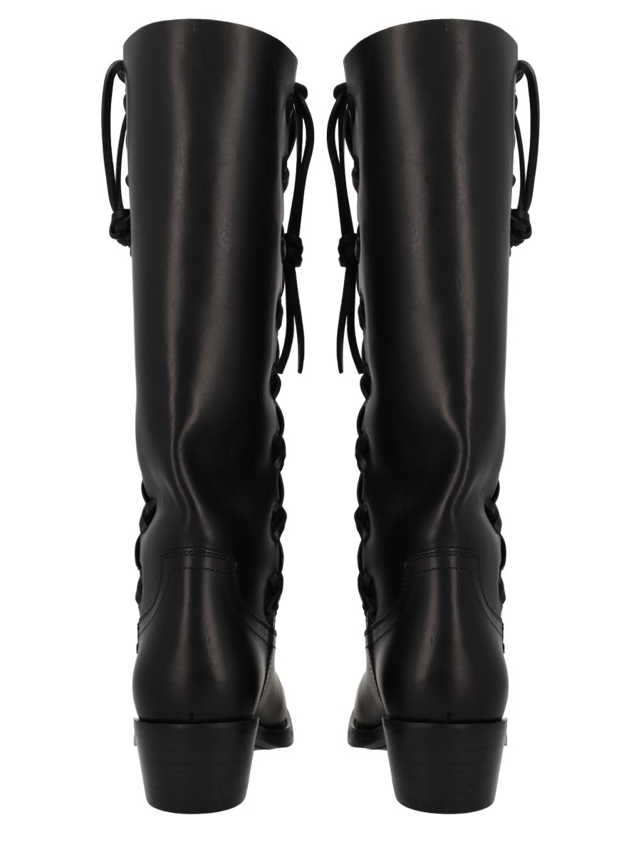 Paris Texas Black Calf Leather Bos Taurus Lace-up Boots In Multi