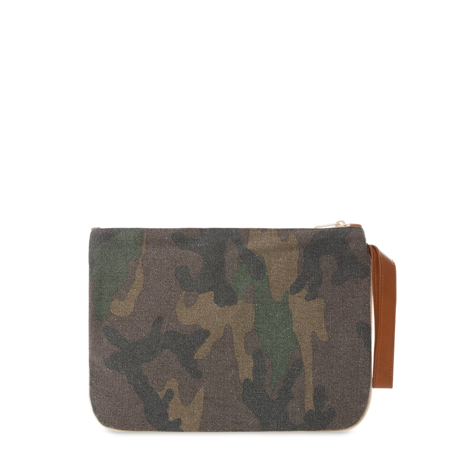 Mc2 Saint Barth Parisienne Canvas Pochette With Camouflage Print In Green