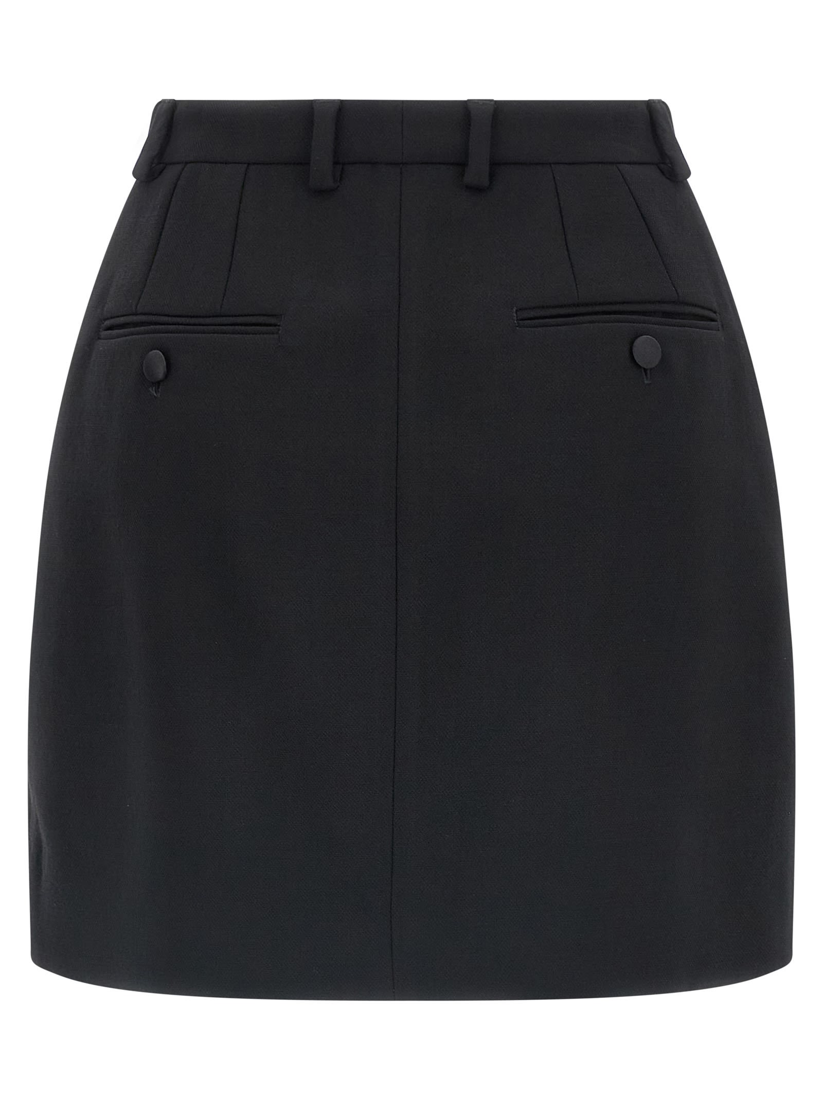Dolce & Gabbana Short Skirt In Double Wool Crêpe In Black