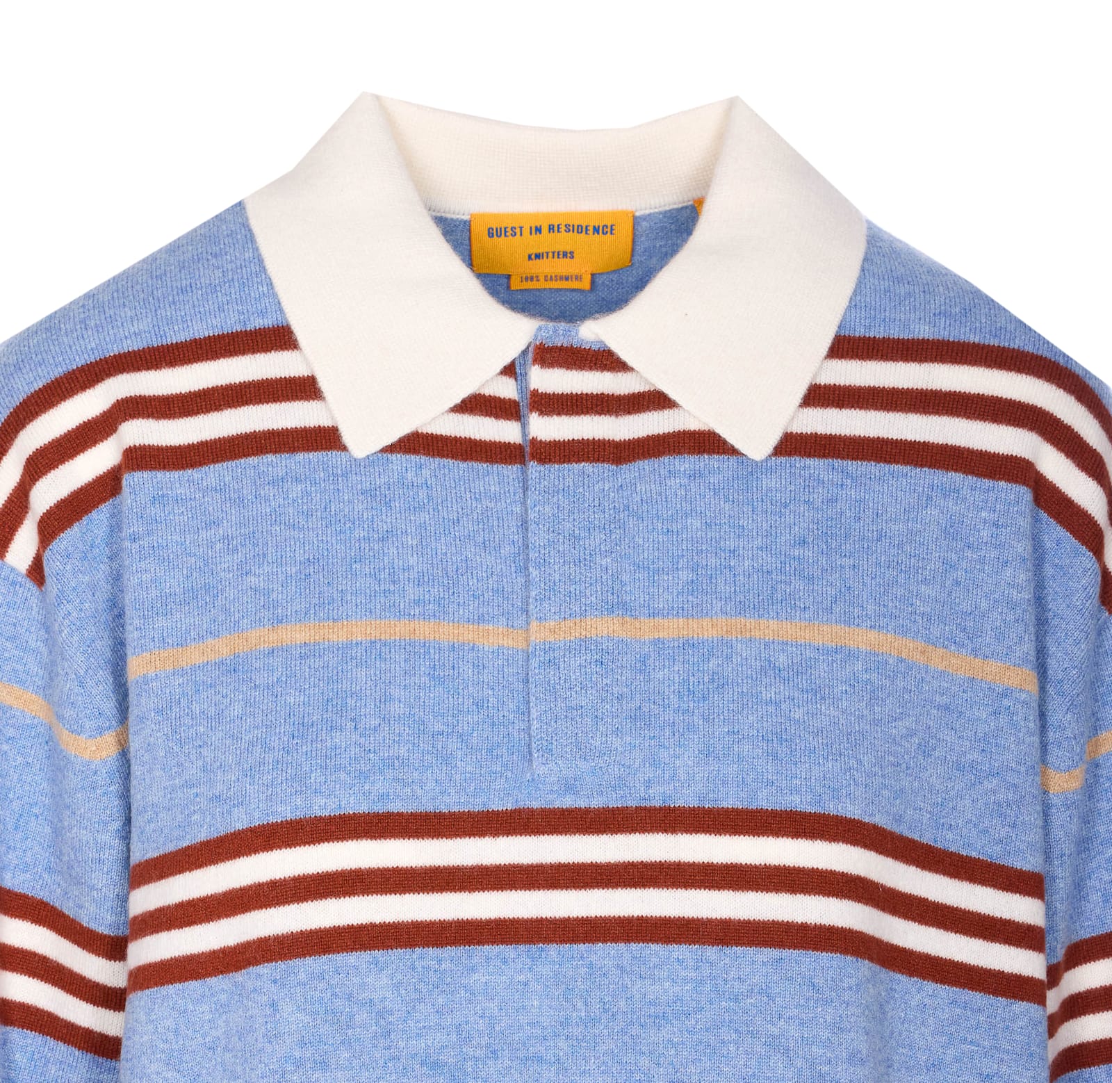 Guest In Residence Women Cashmere Striped Polo Shirt In Blue