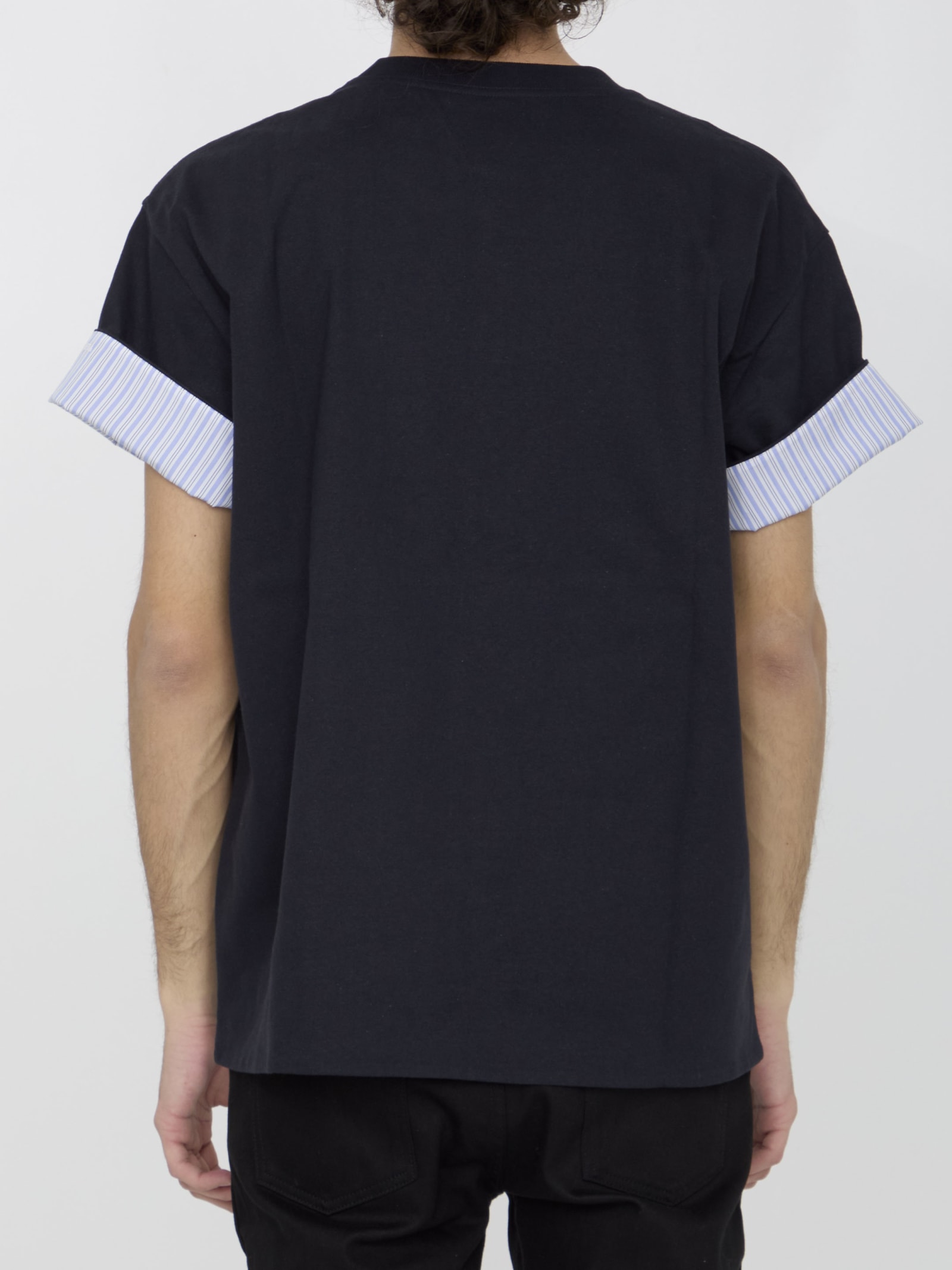 Shop Bottega Veneta T-shirt With Cuff In Navy