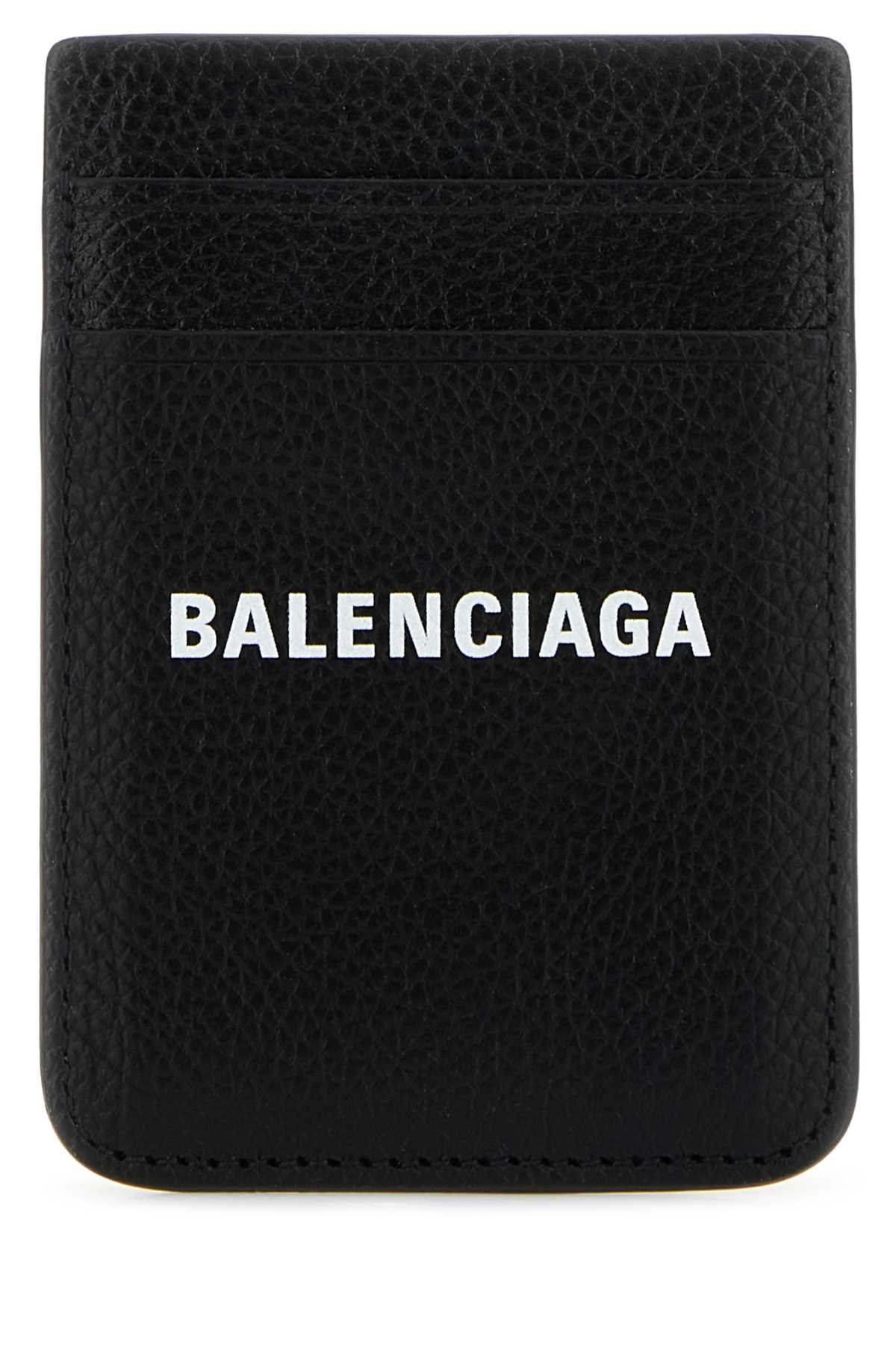 Balenciaga Black Leather Card Holder