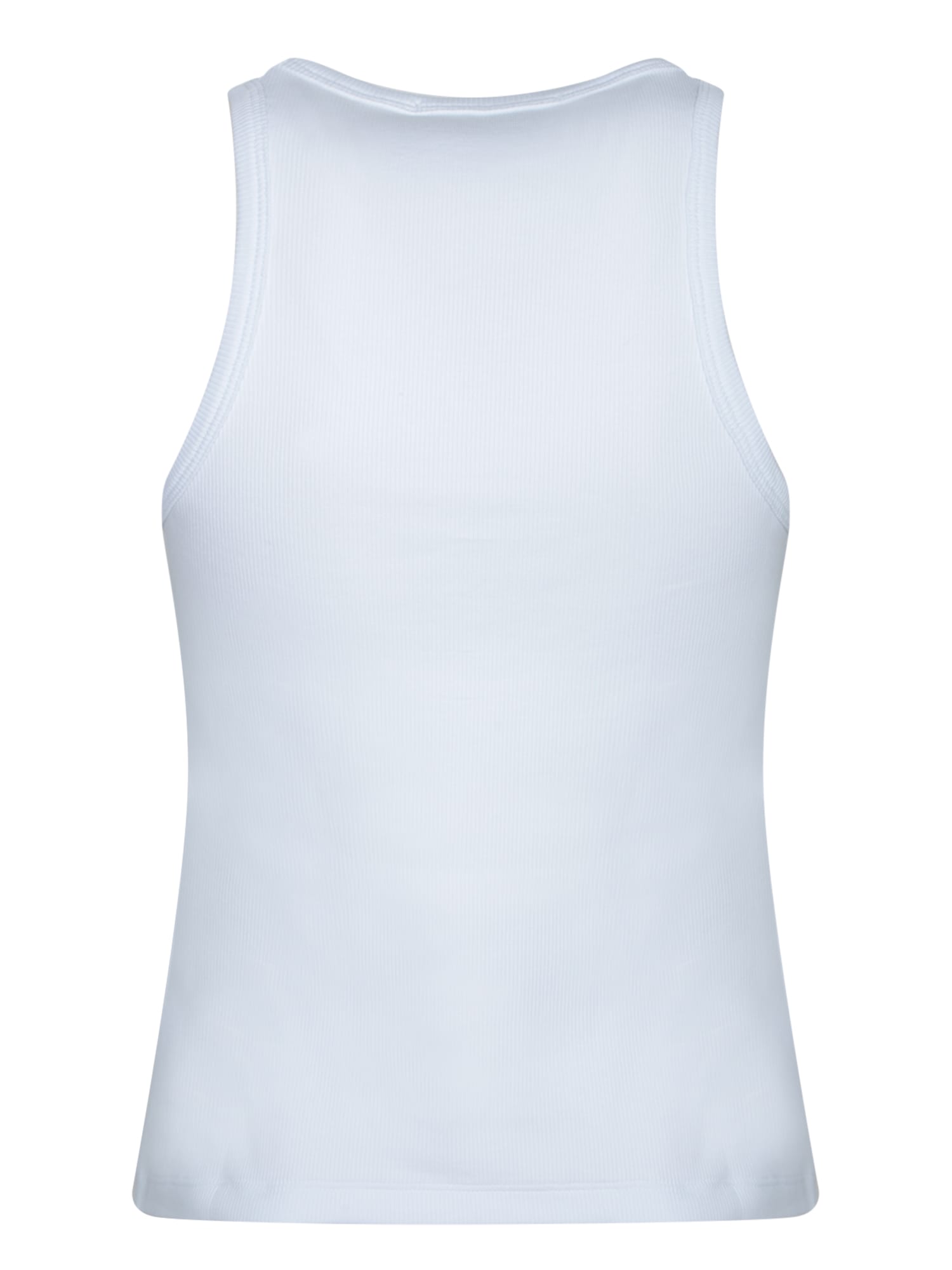 Msgm Logo Racerback Ribbed Slim Fit Tops In White
