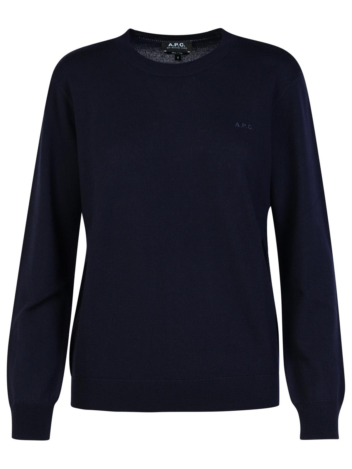 Shop Apc Philo Navy Wool Sweater