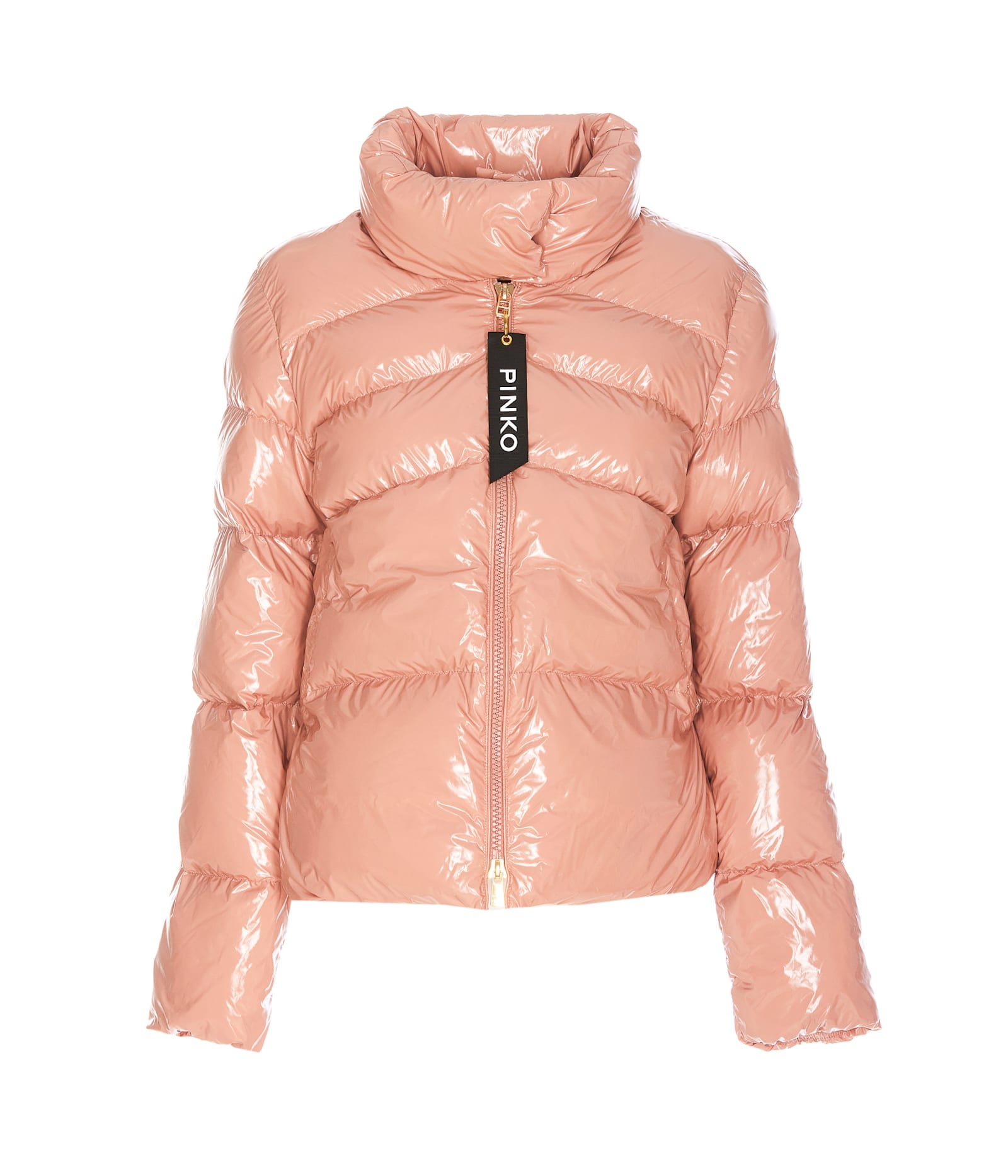 Shop Pinko Crystal Nylon Caban Down Jacket In Pink