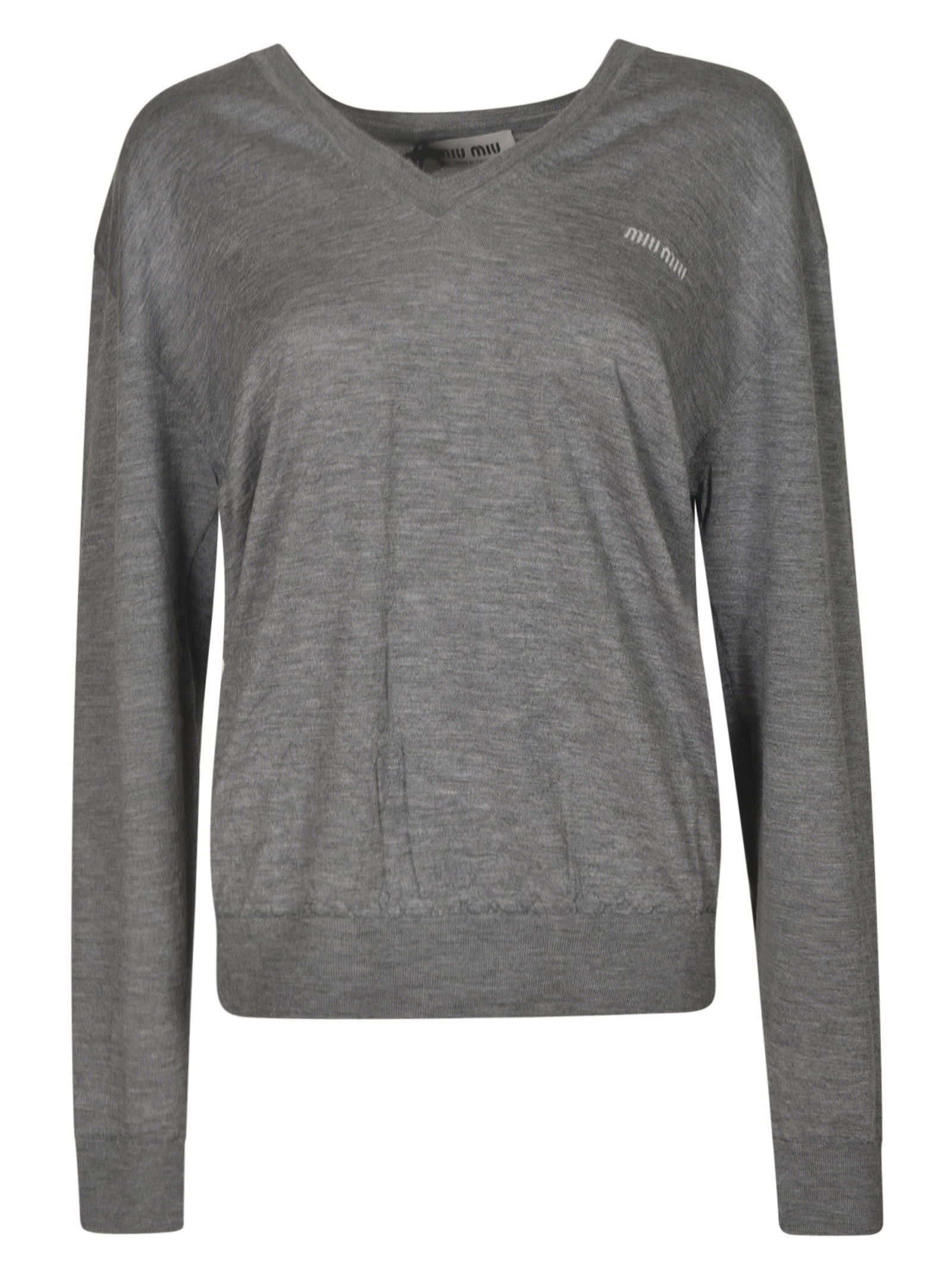 Shop Miu Miu V-neck Sweater In Grey