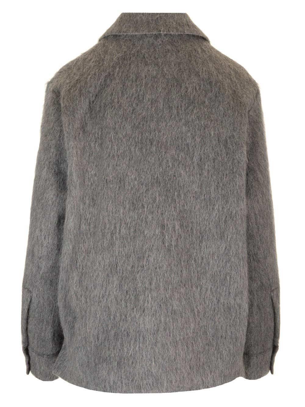 Shop Moncler Fluffy Wool And Mohair Overshirt In Grey