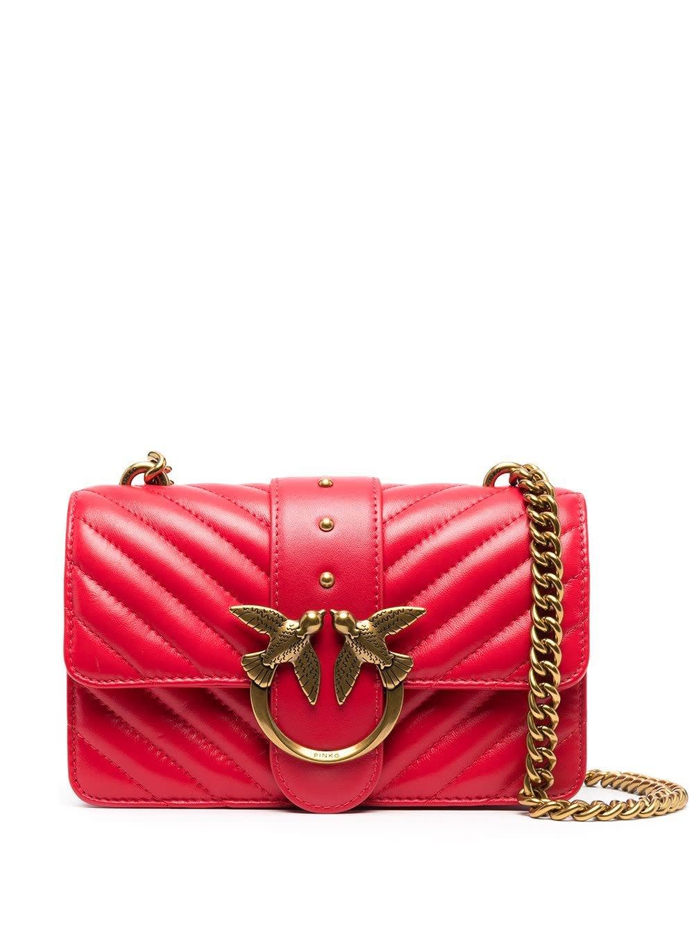 Pinko Love Mini Icon Crossbody Bag In Red Leather