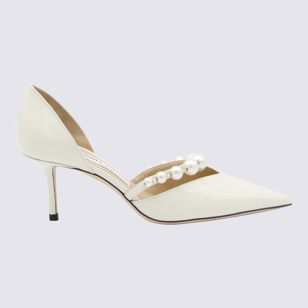 JIMMY CHOO WHITE LATTE LEATHER AURELIE PUMPS