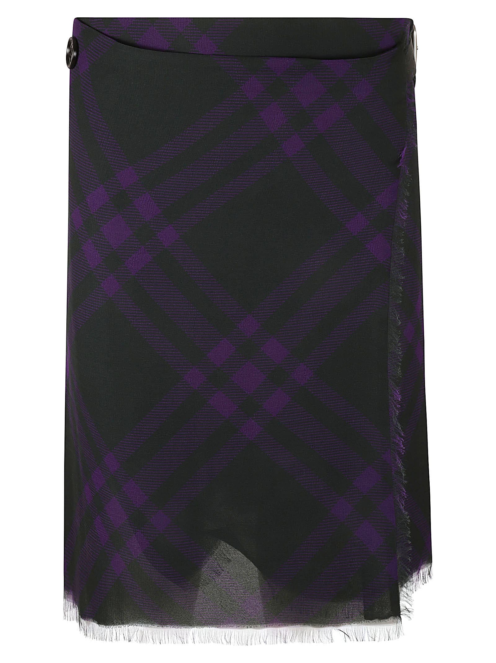 Burberry Check Print Ripped Skirt In Royal Ip Check