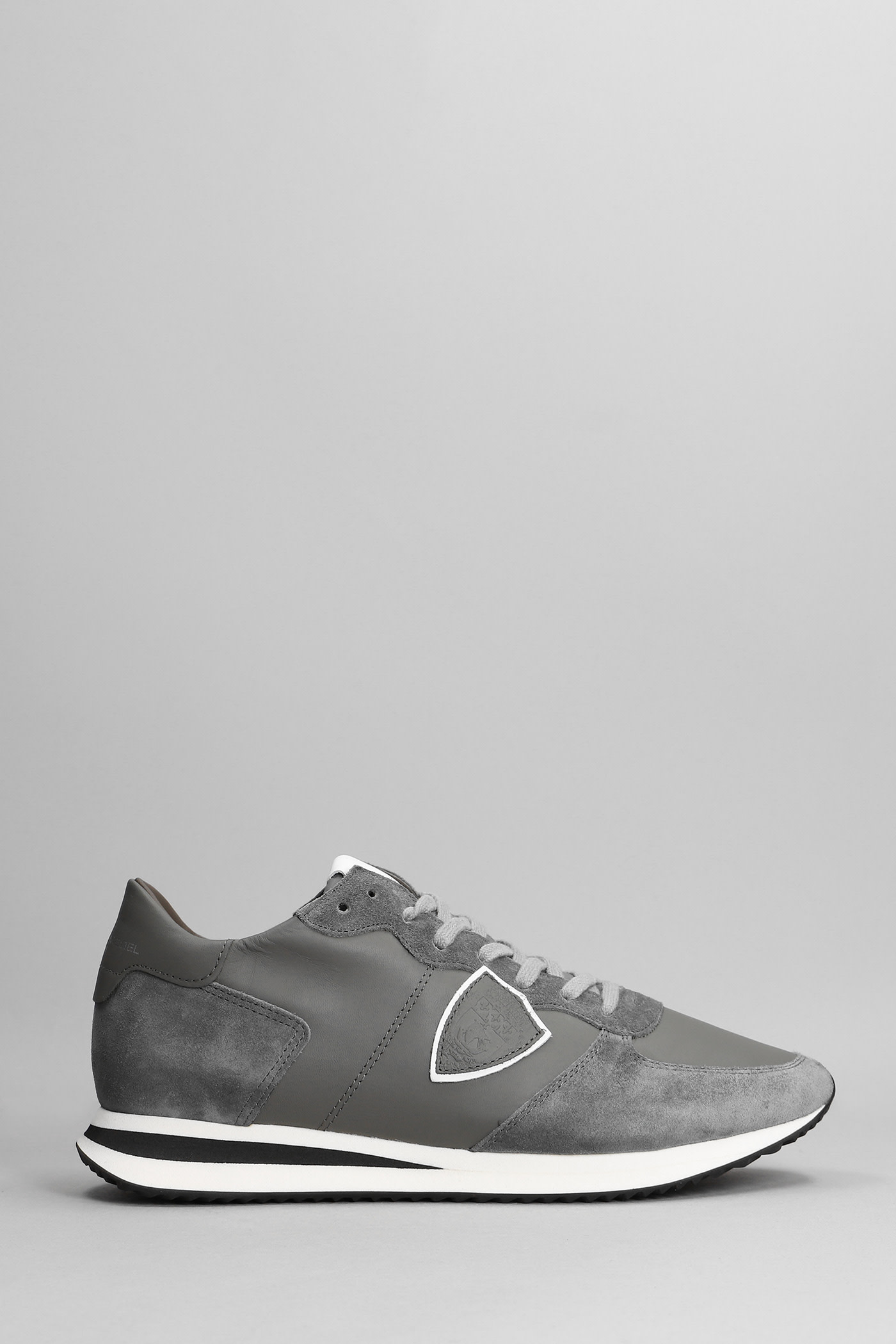PHILIPPE MODEL TRPX SNEAKERS IN GREY SUEDE AND LEATHER